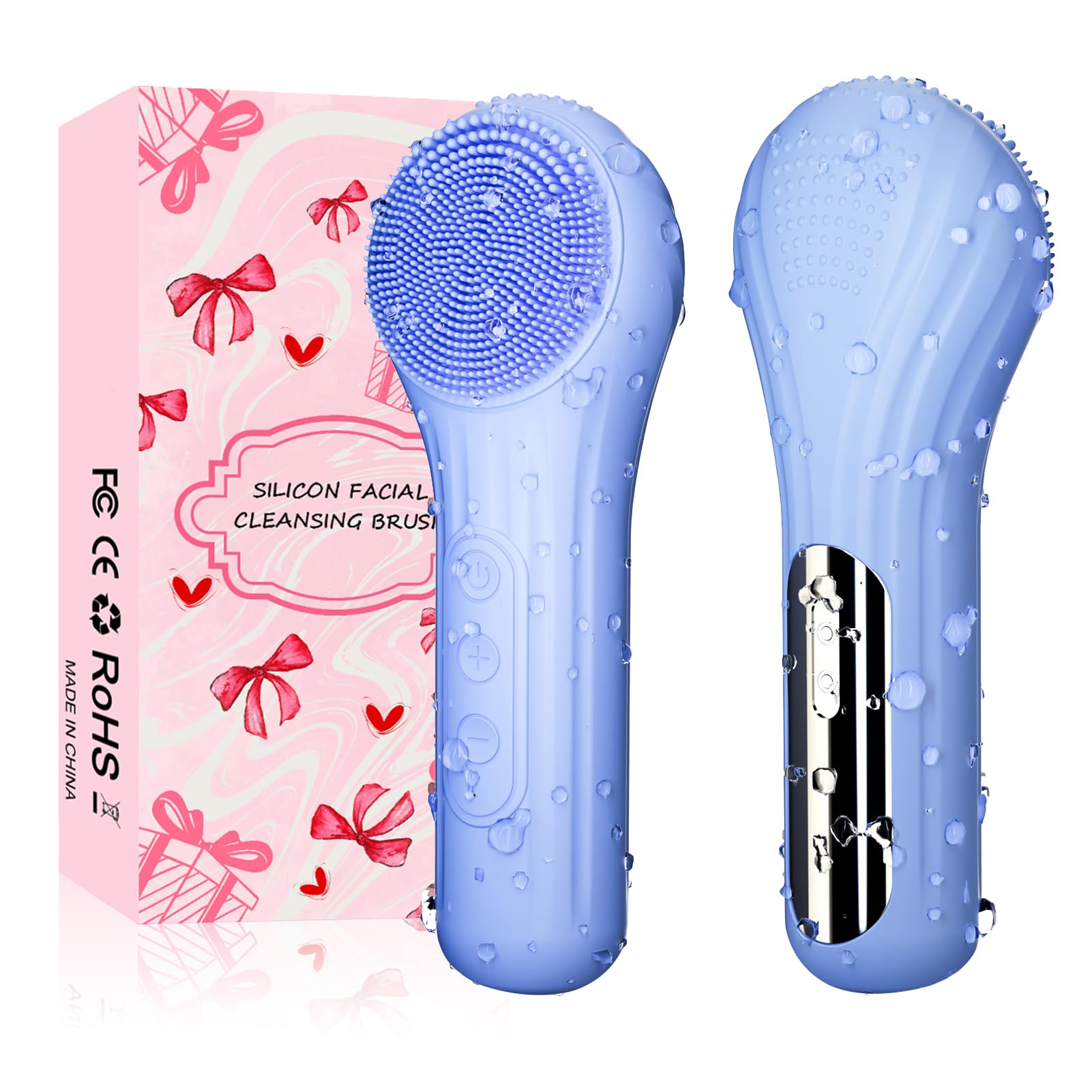 Mosnami brosse visage en silicone bleu pour un nettoyage en profondeur en douceur.