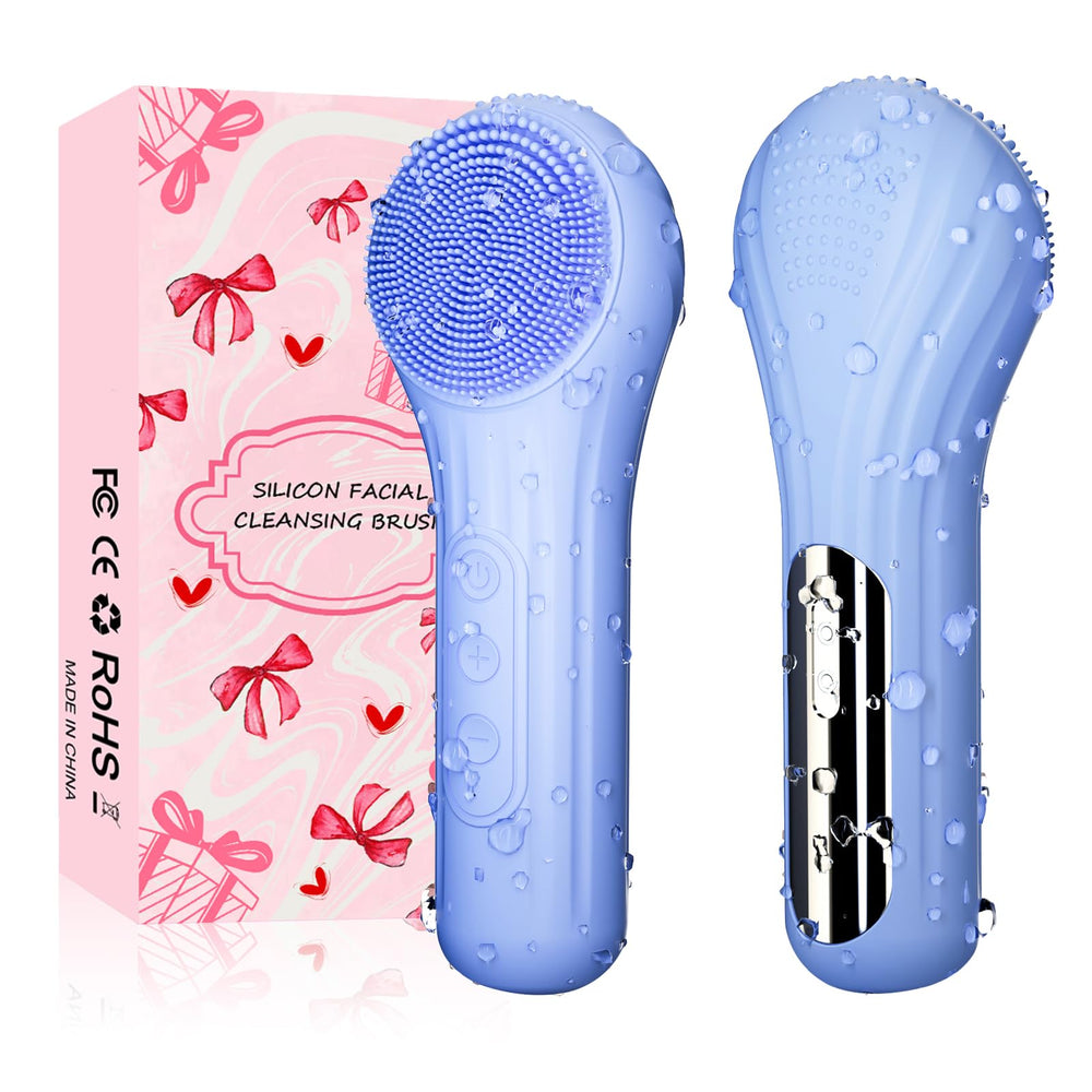 Mosnami brosse visage en silicone bleu pour un nettoyage en profondeur en douceur.