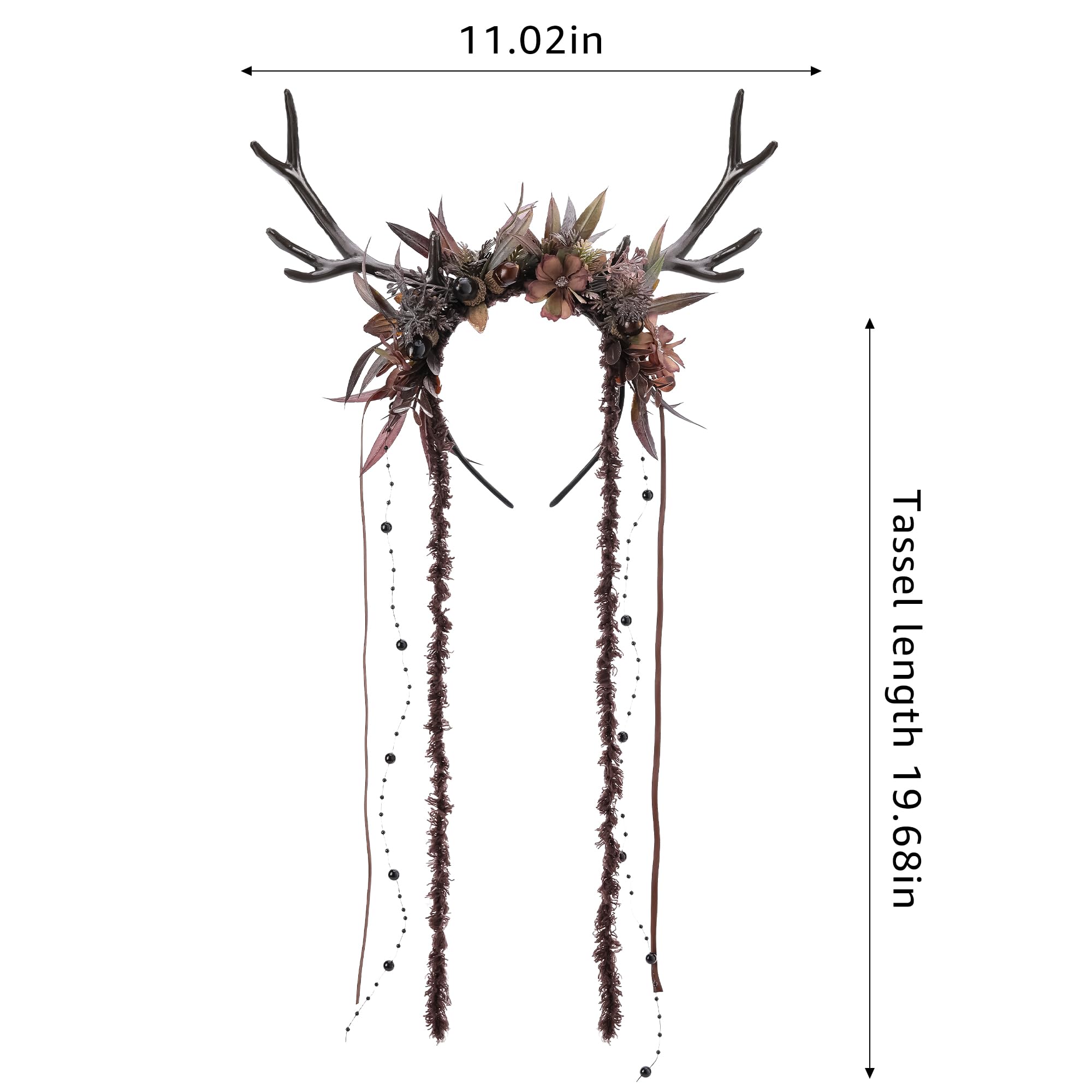 MOSTORY couronne cerf café mousse, parfait pour tenues naturelles.