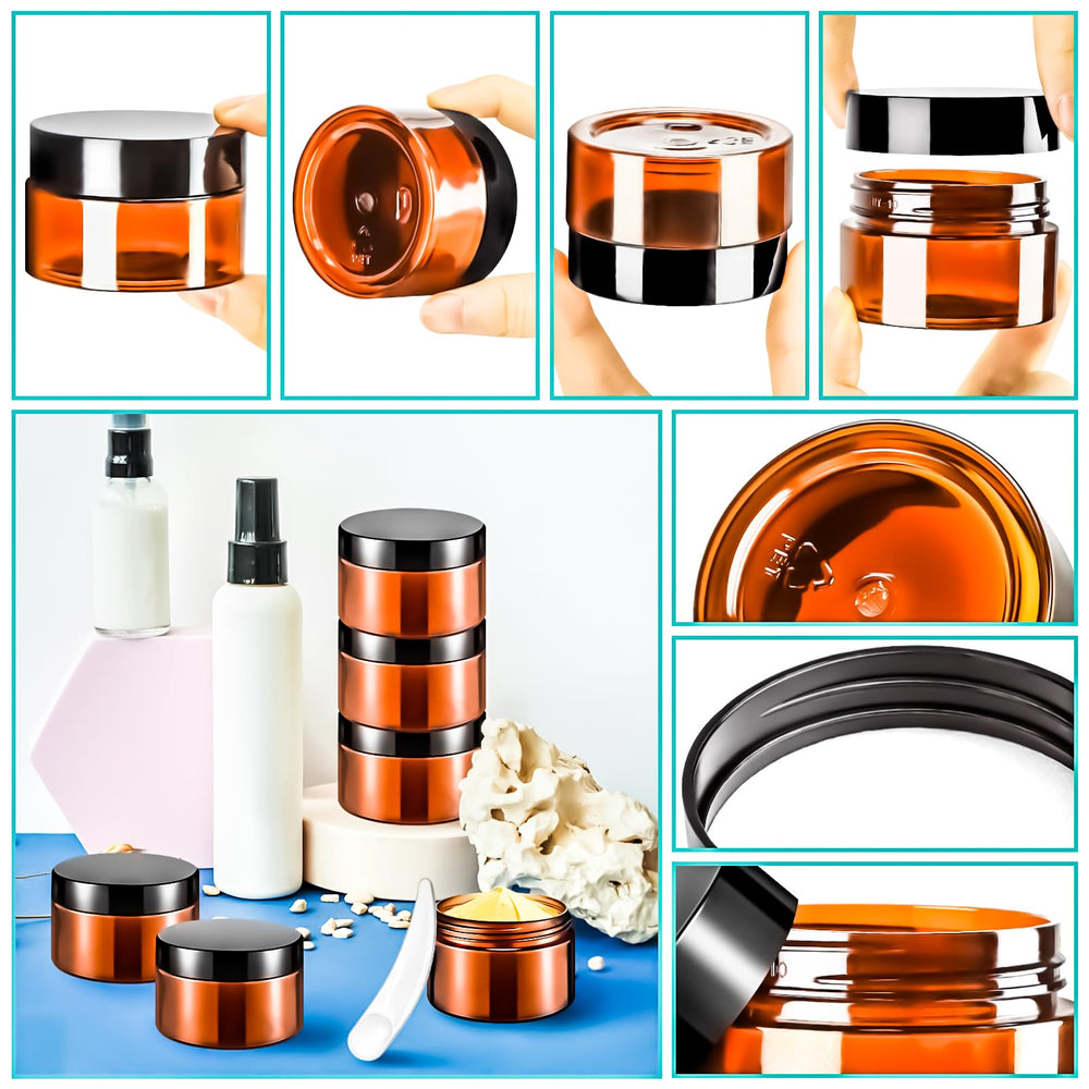 MotBach bocaux ambrés 30ml avec spatules miniatures pour dosage propre.