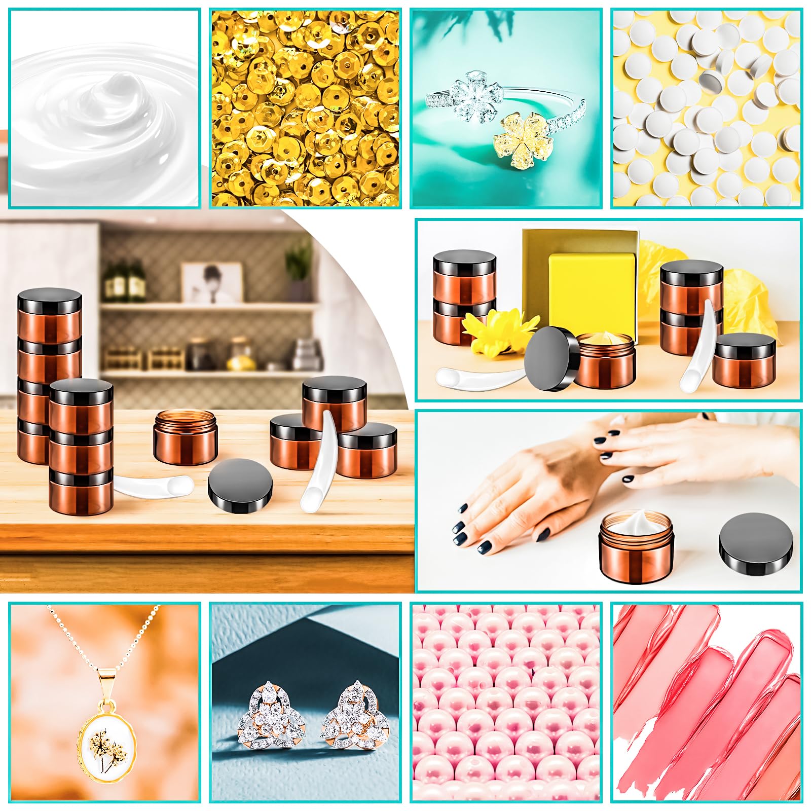 MotBach bocaux ambrés 30ml, voyage compact et pratique.