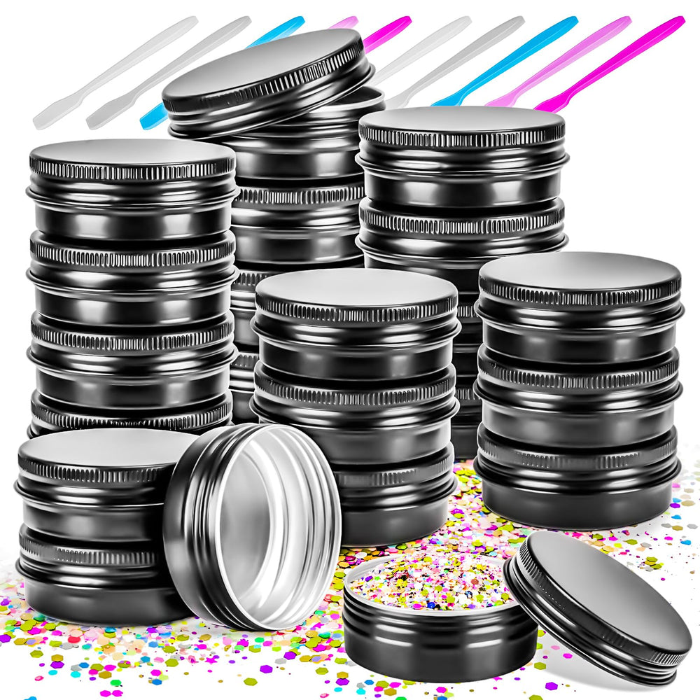 MotBach boîtes aluminium 2oz avec couvercle visse, fermeture sûre pour cosmétiques.