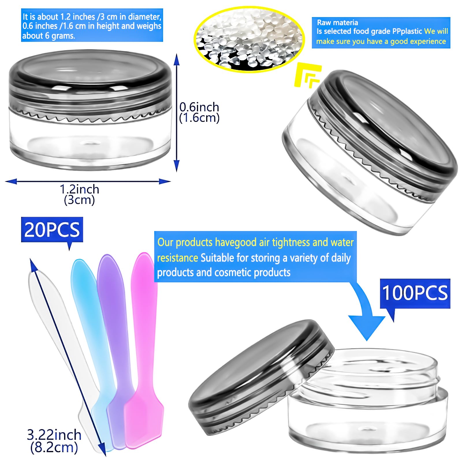 Contenant mini cosmétique MotBach rond 5 g, parfait pour crèmes et échantillons.