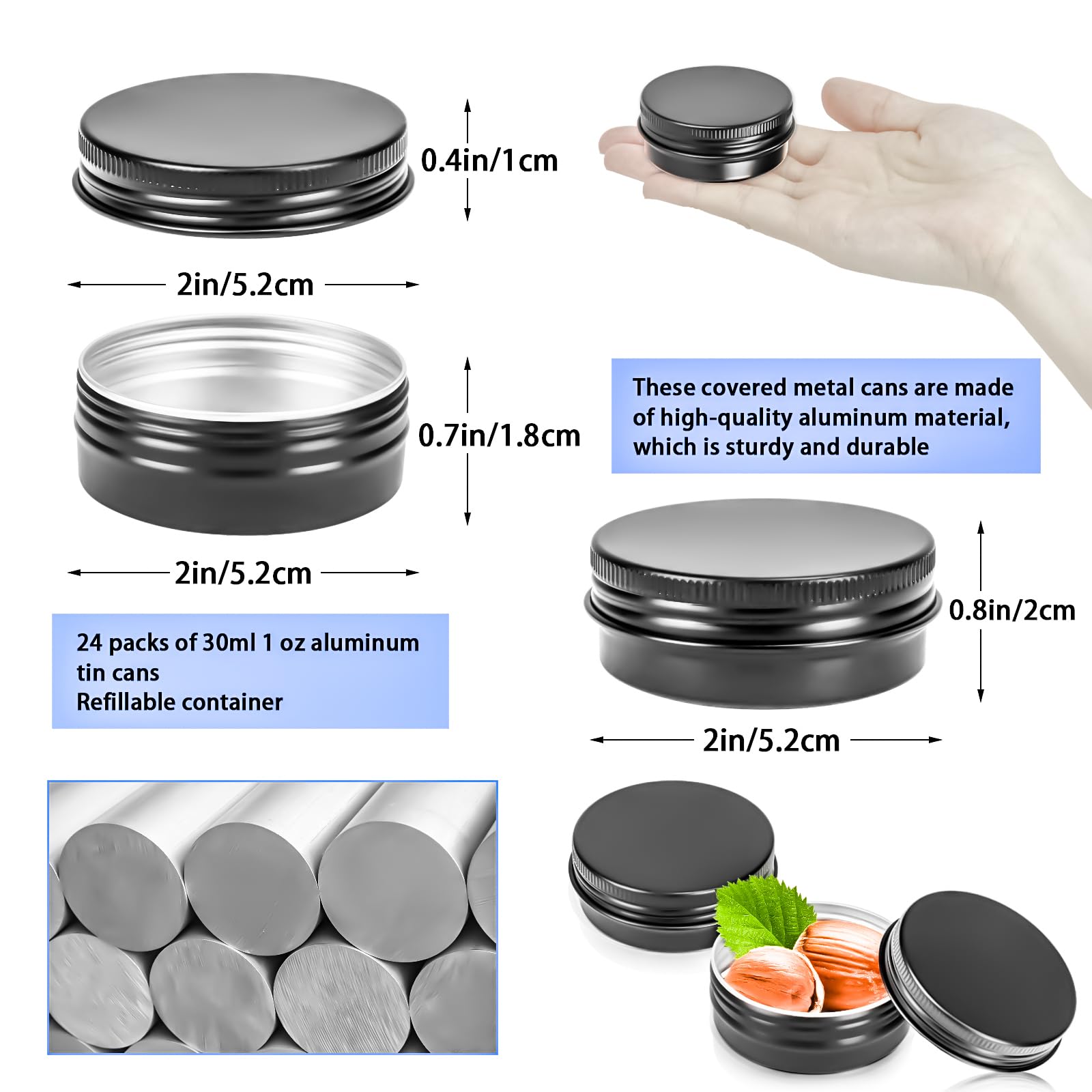 MotBach couvercle à vis sur boîte aluminium, fermeture sûre.