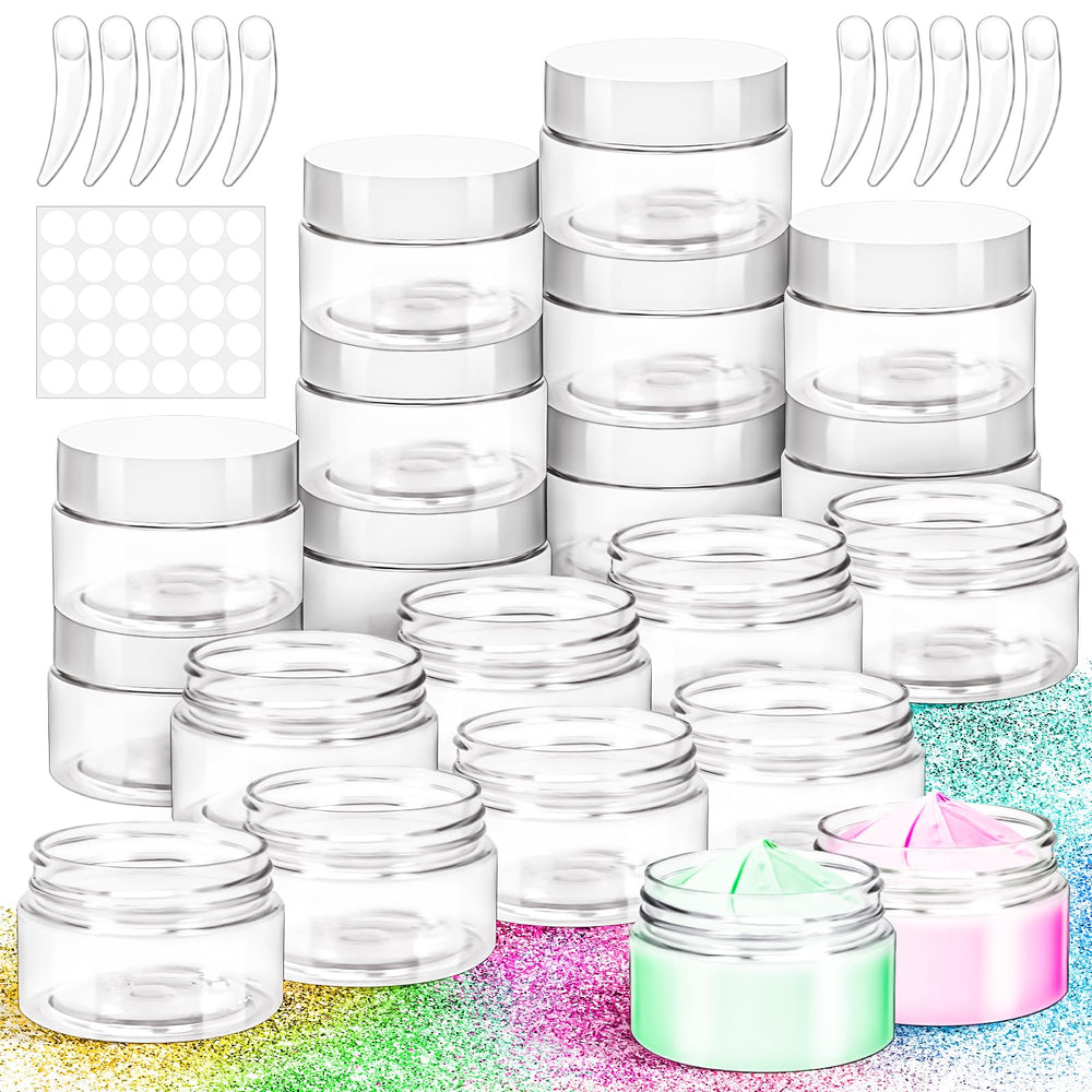 MotBach: ensemble de 20 pots plastiques 30 ml avec couvercles, rangement pratique.