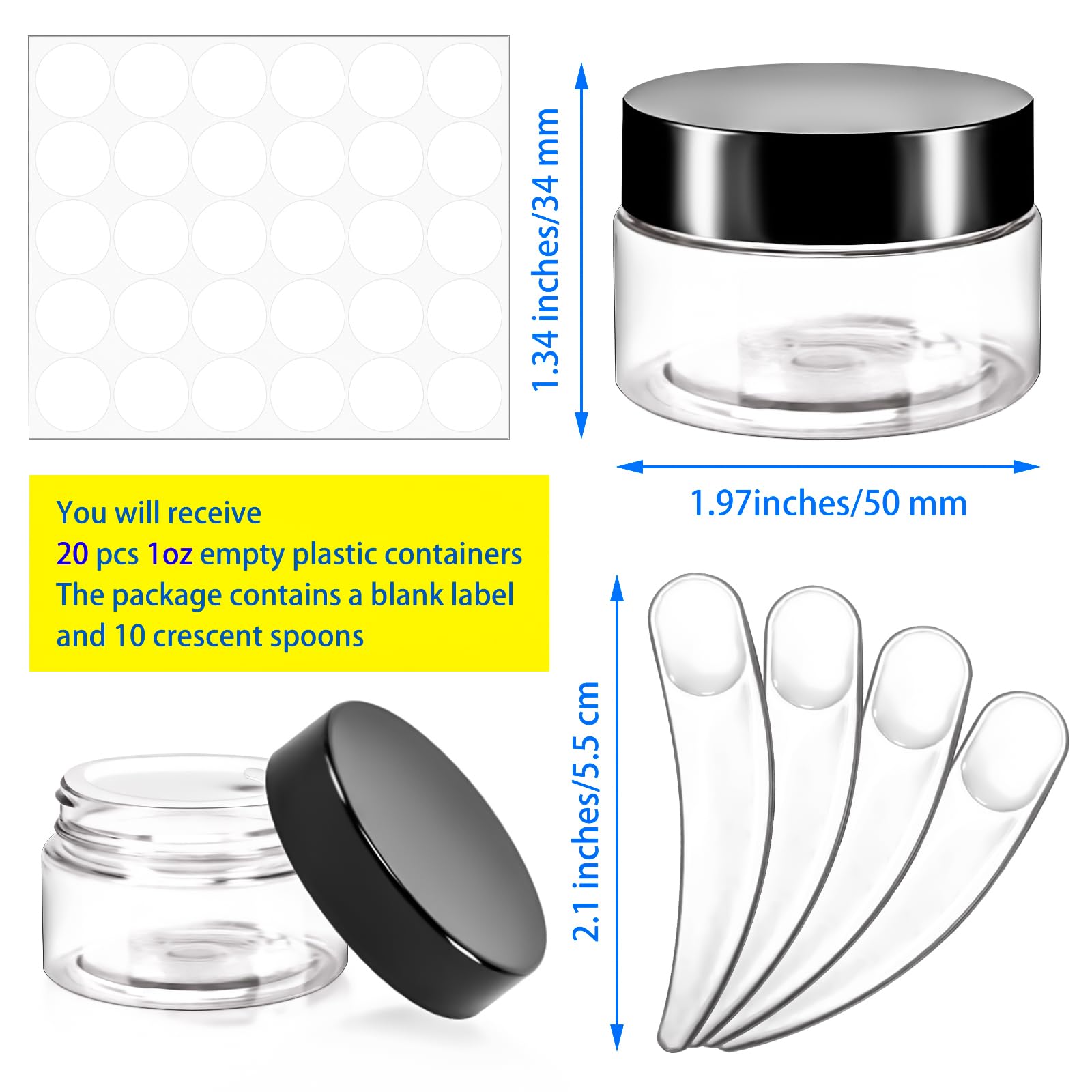 MotBach pot plastique mini 30ml avec couvercle à vis, pratique pour échantillons