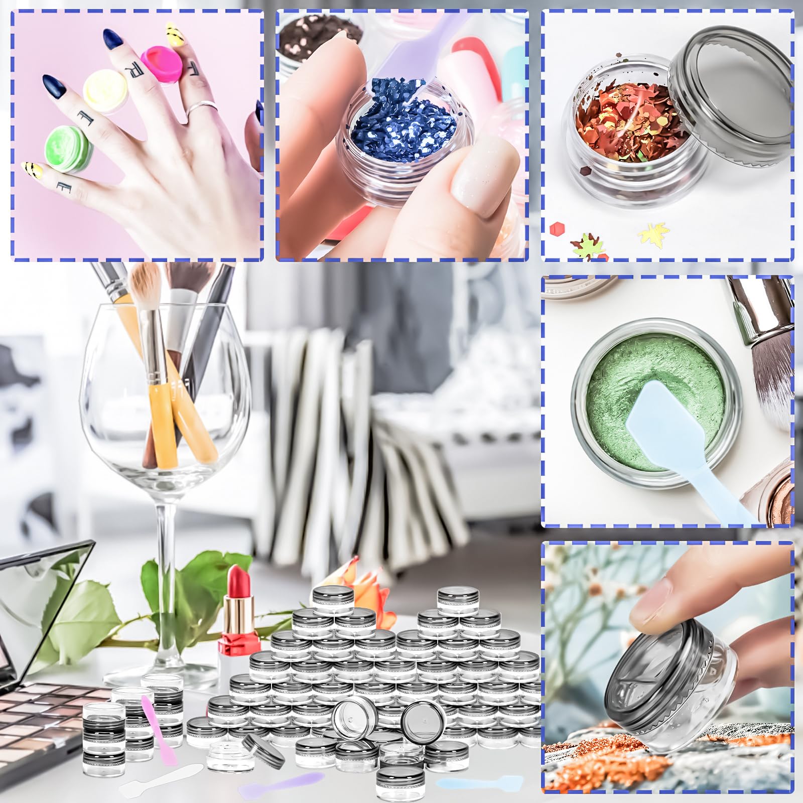 Ensemble MotBach de 100 pots 5 g, idéal pour tester plusieurs produits.
