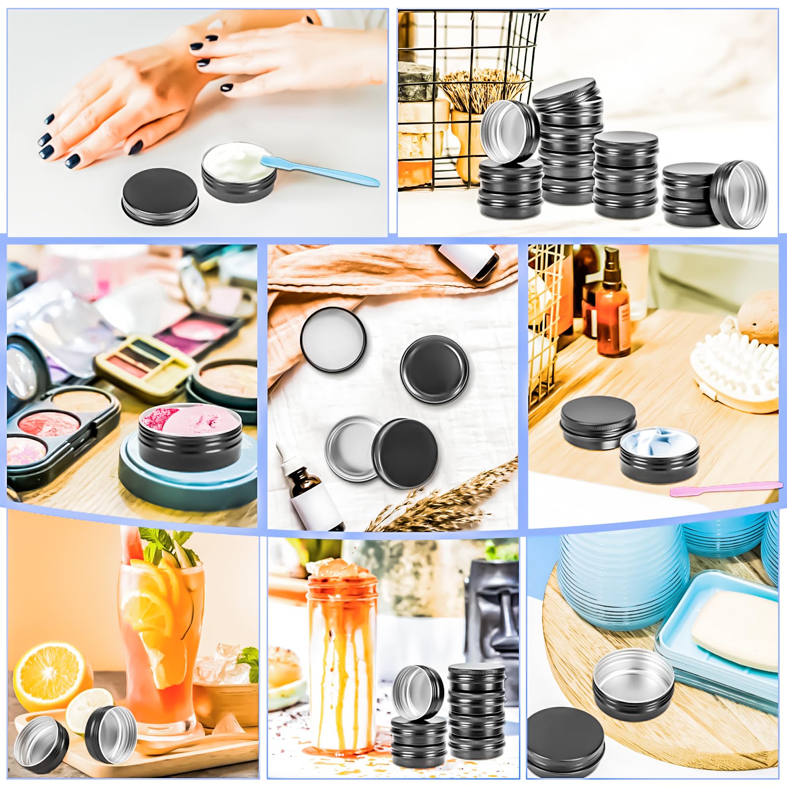 MotBach usages variés: cosmétiques et soins, contenance pratique.