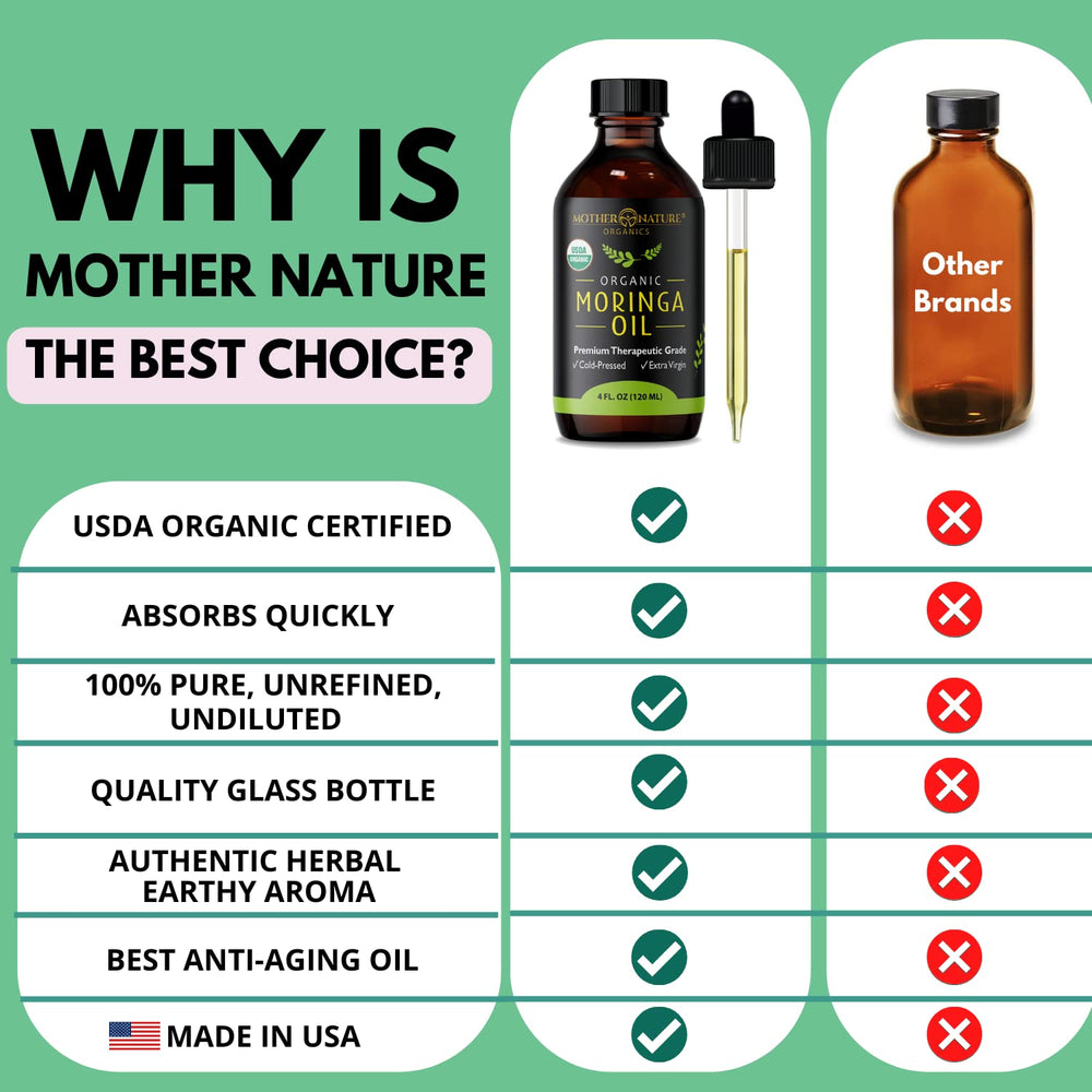 Huile Moringa Mother Nature Organics sans OGM, naturelle