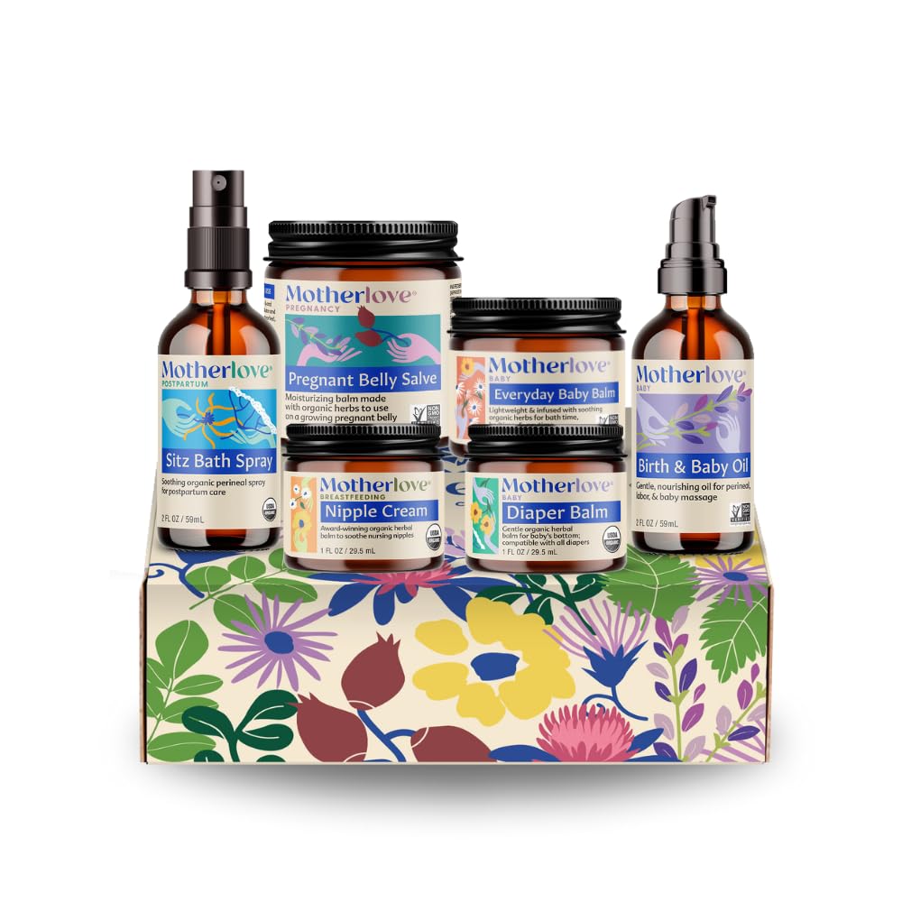 Coffret Motherlove prêt à offrir pour baby shower, emballage élégant