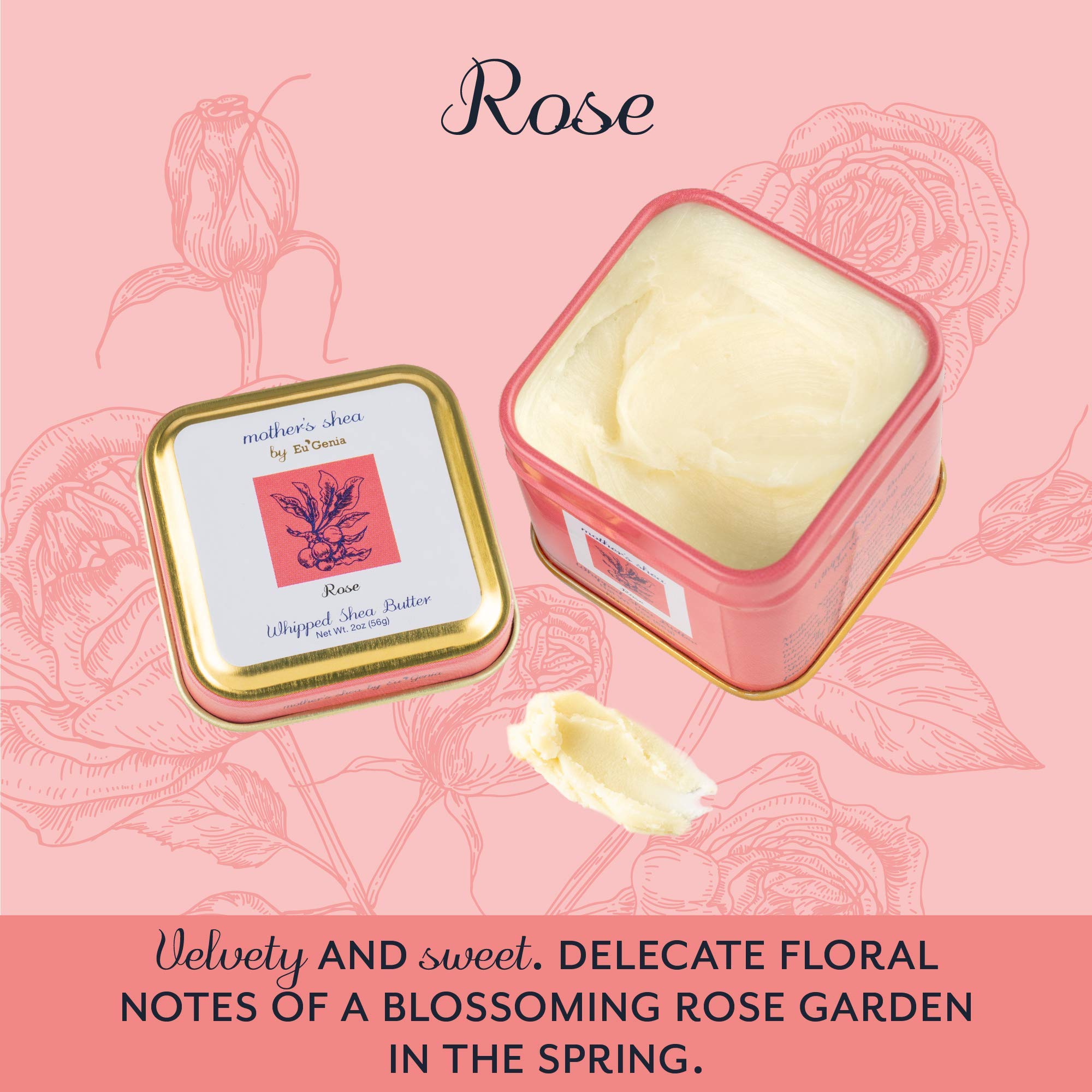 Mother's Shea Beurre karité fouetté Rose appliqué sur les cheveux nourrir et dompter les frisottis.