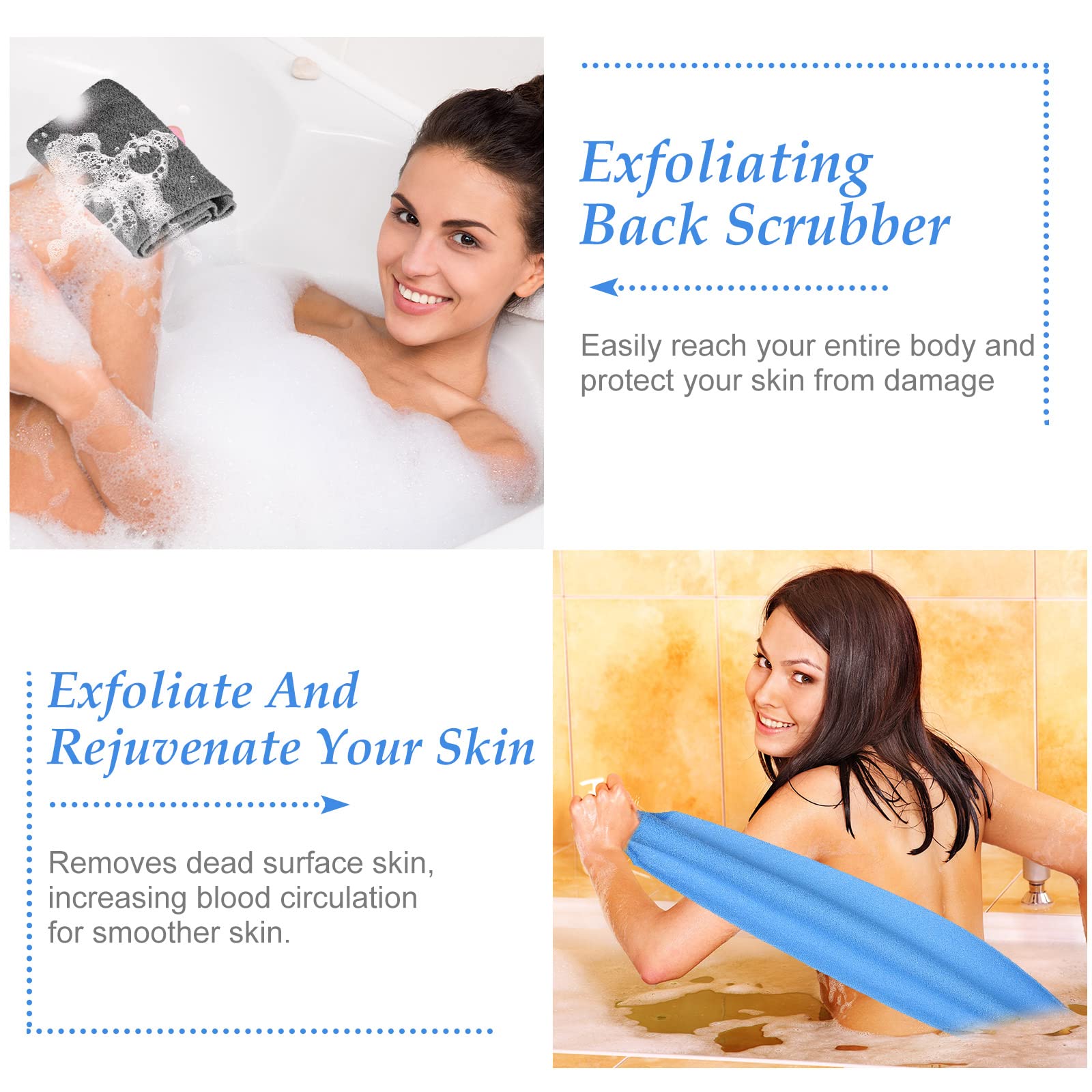 Moukeren gant exfoliant dos poignees extension longue: couverture dorsale étendue.