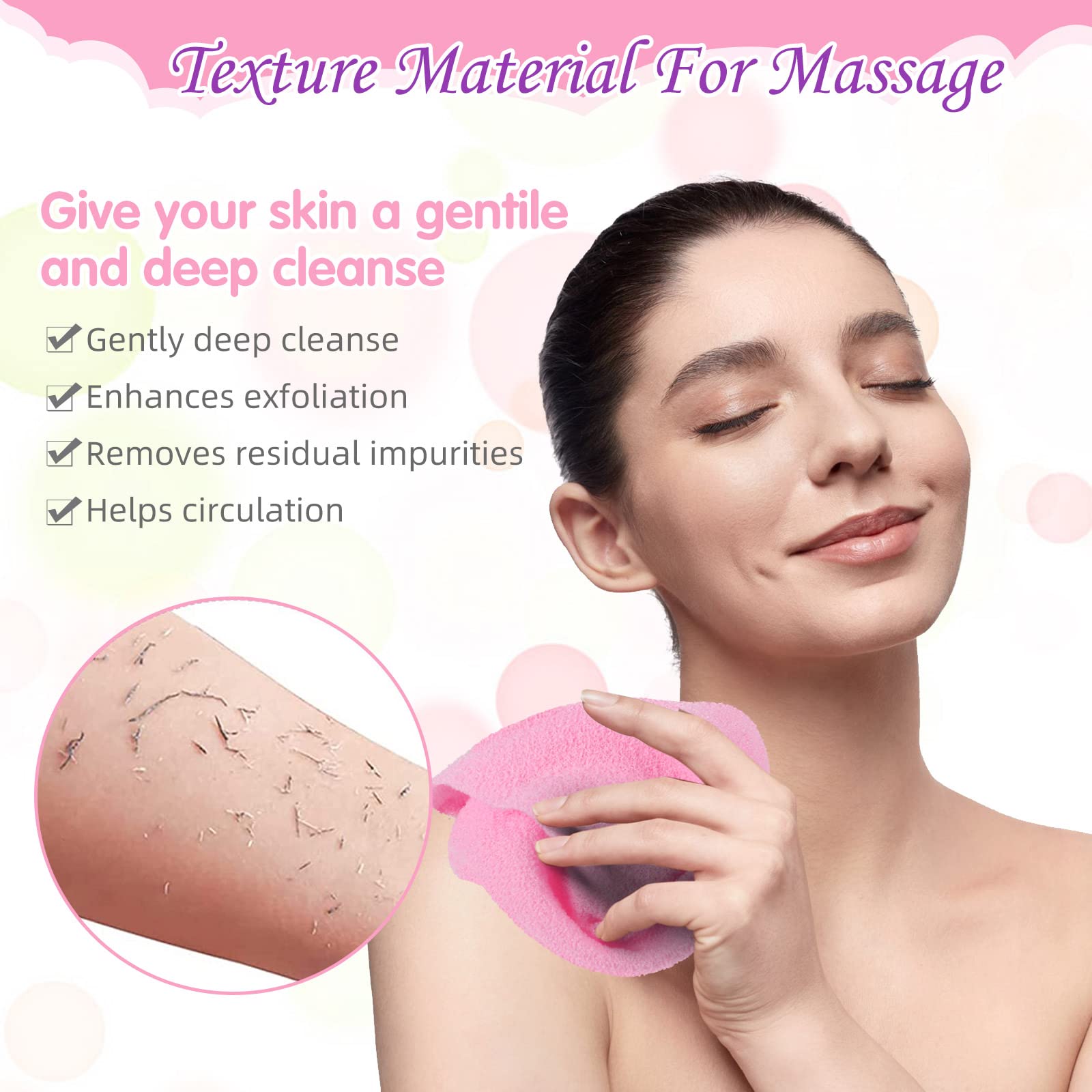 Exfoliation douce avec nylon Moukeren, massage agréable sous la douche.