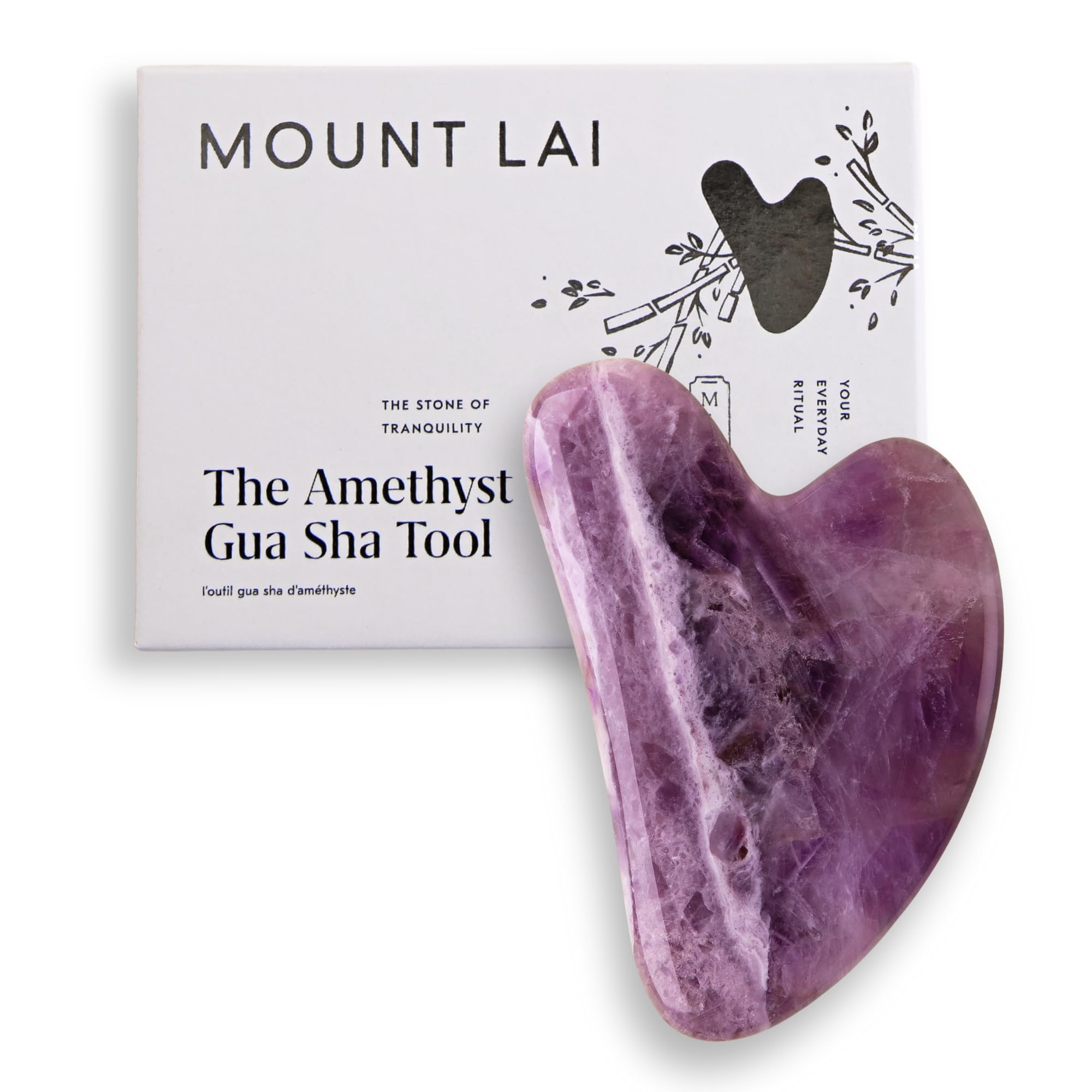 Mount Lai Améthyste Gua Sha pour le visage, drainage et éclat.