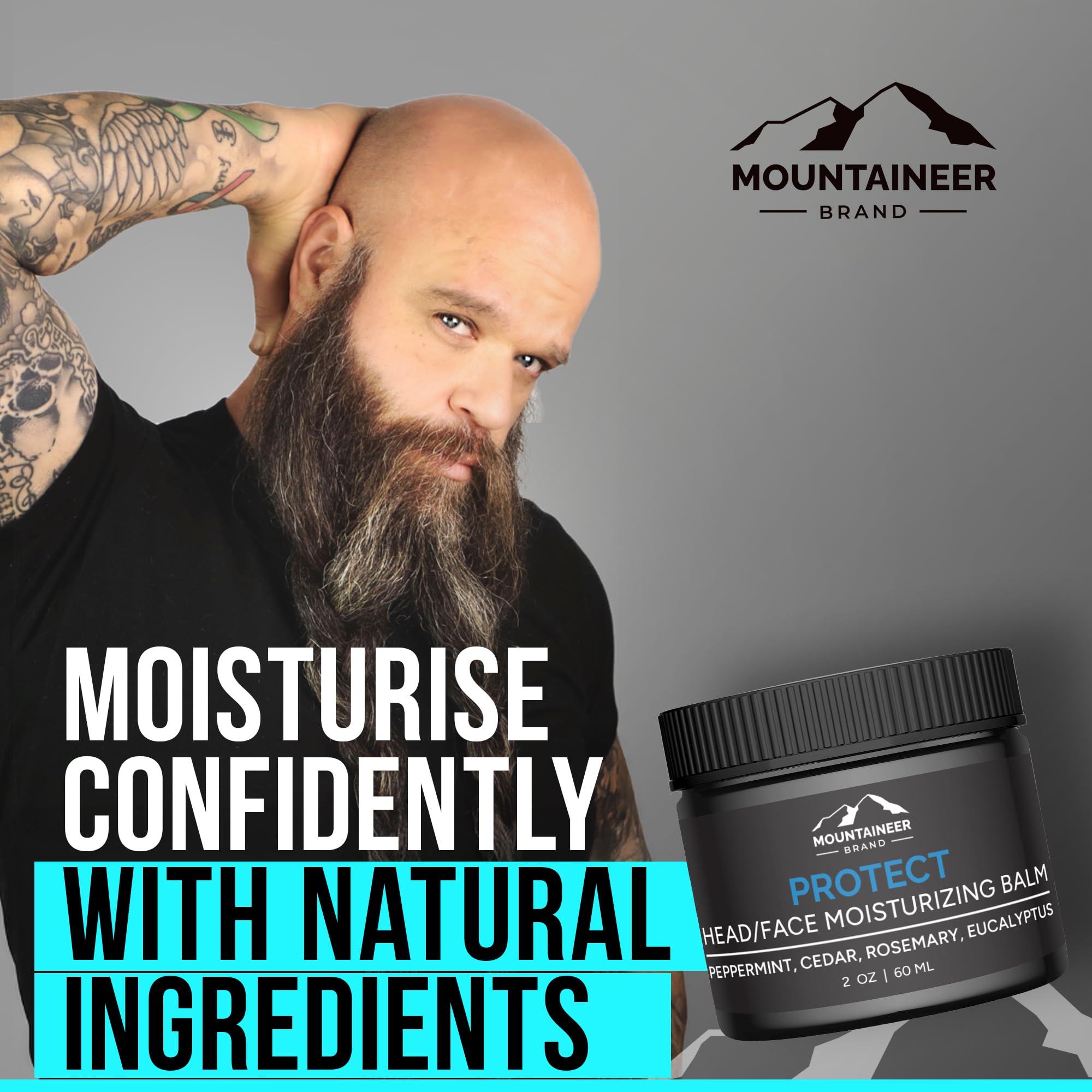 Mountaineer Brand Bald Head Care application demonstrates easy smoothing and quick absorption