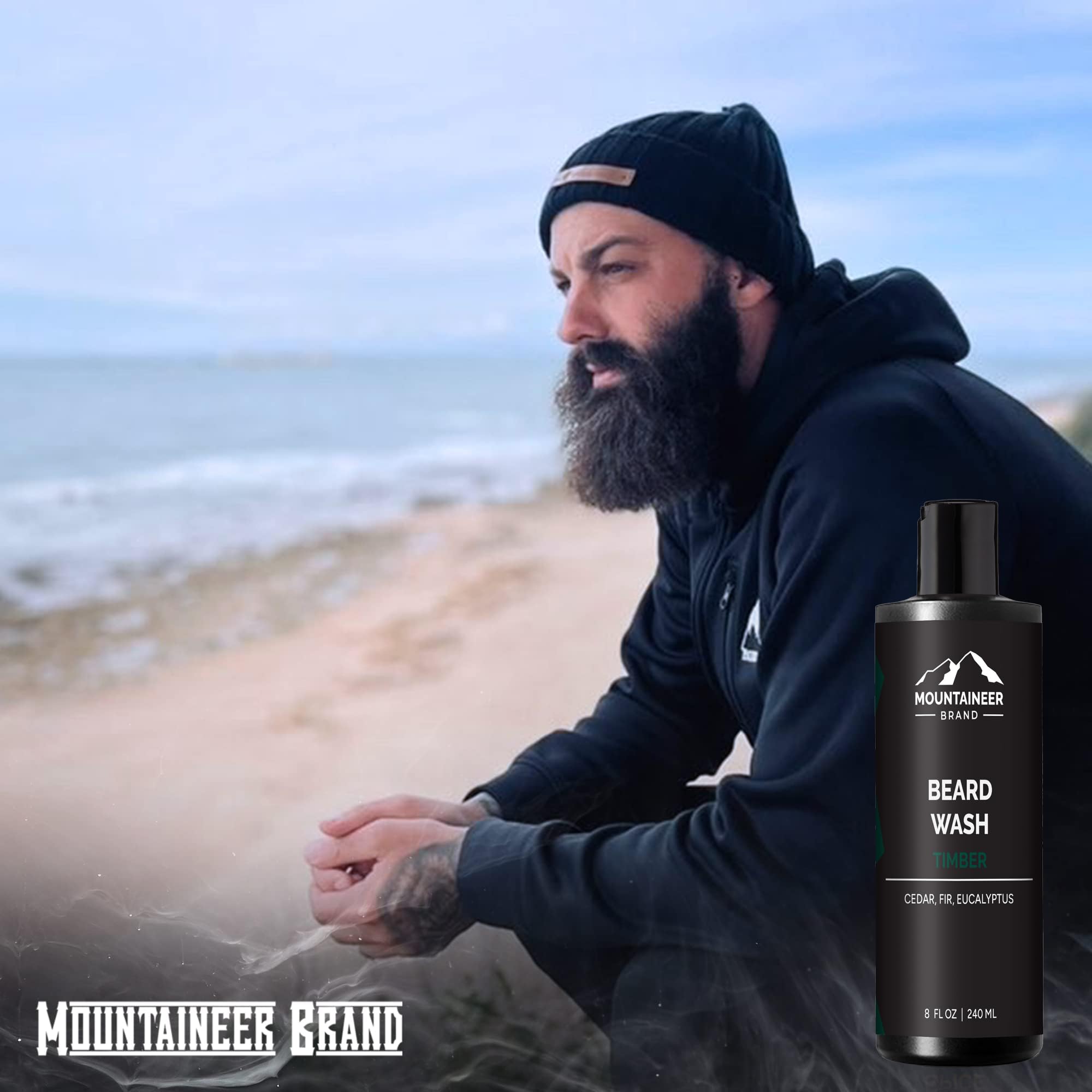 Mountaineer Brand — peau hydratée et barbe veloutée après utilisation.