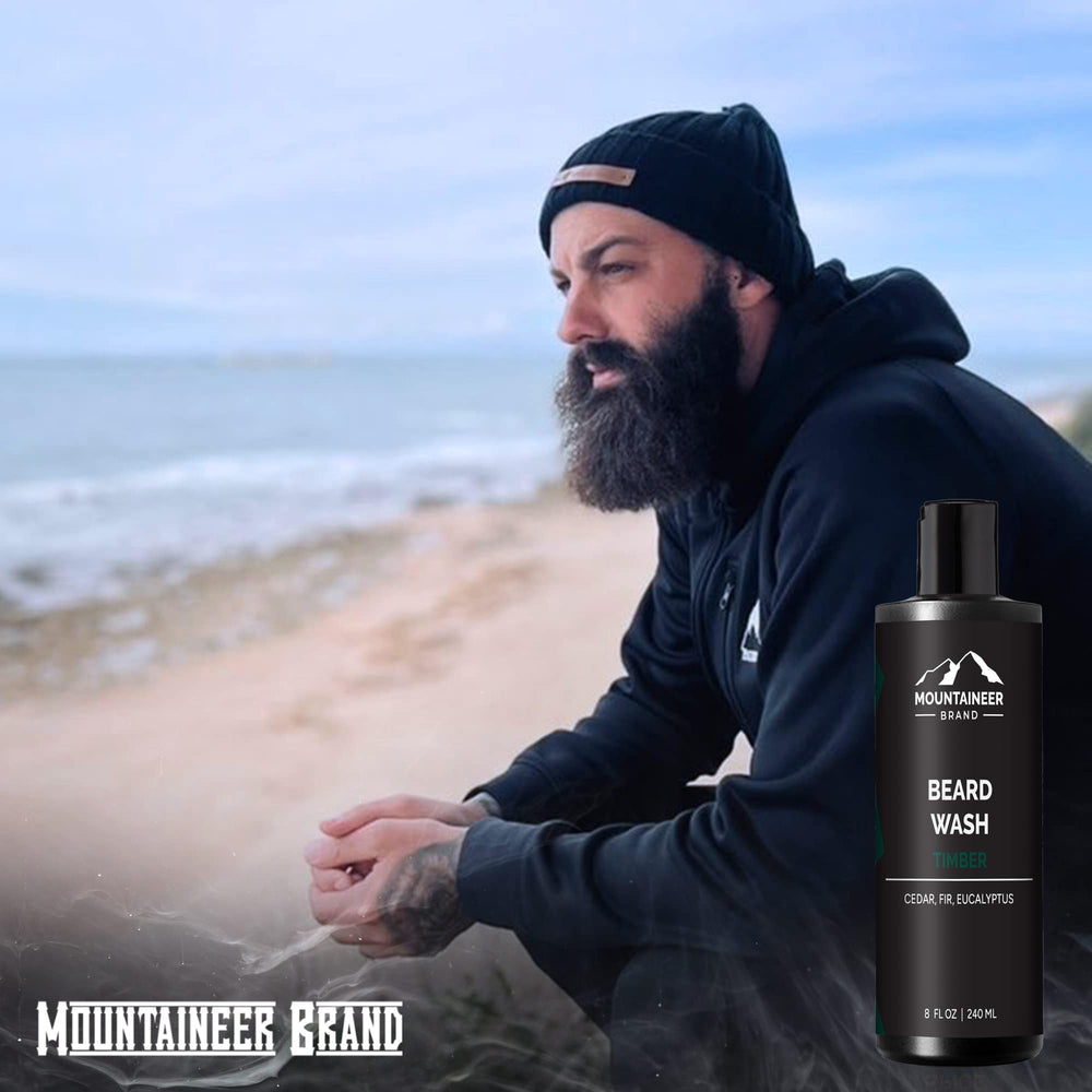 Mountaineer Brand — peau hydratée et barbe veloutée après utilisation.