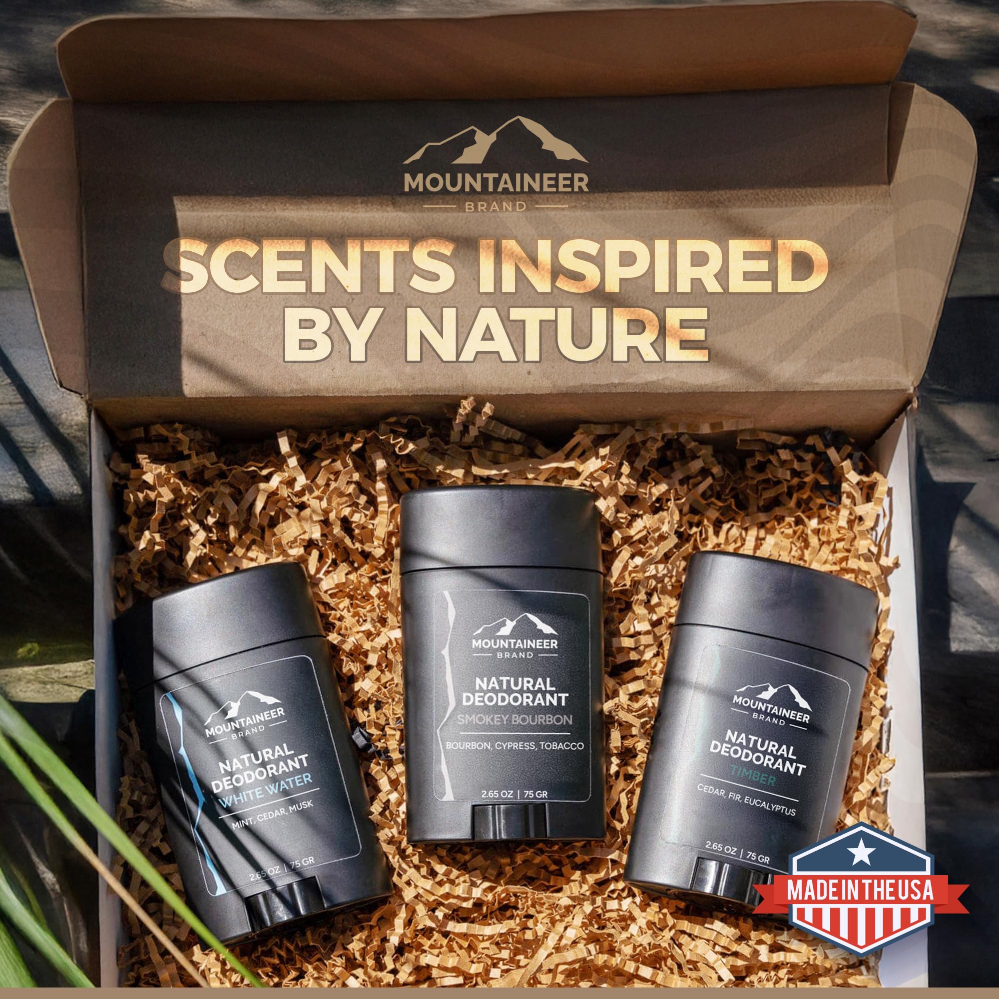 Mountaineer Brand Déodorant Naturel Timber – application fluide sans résidu.