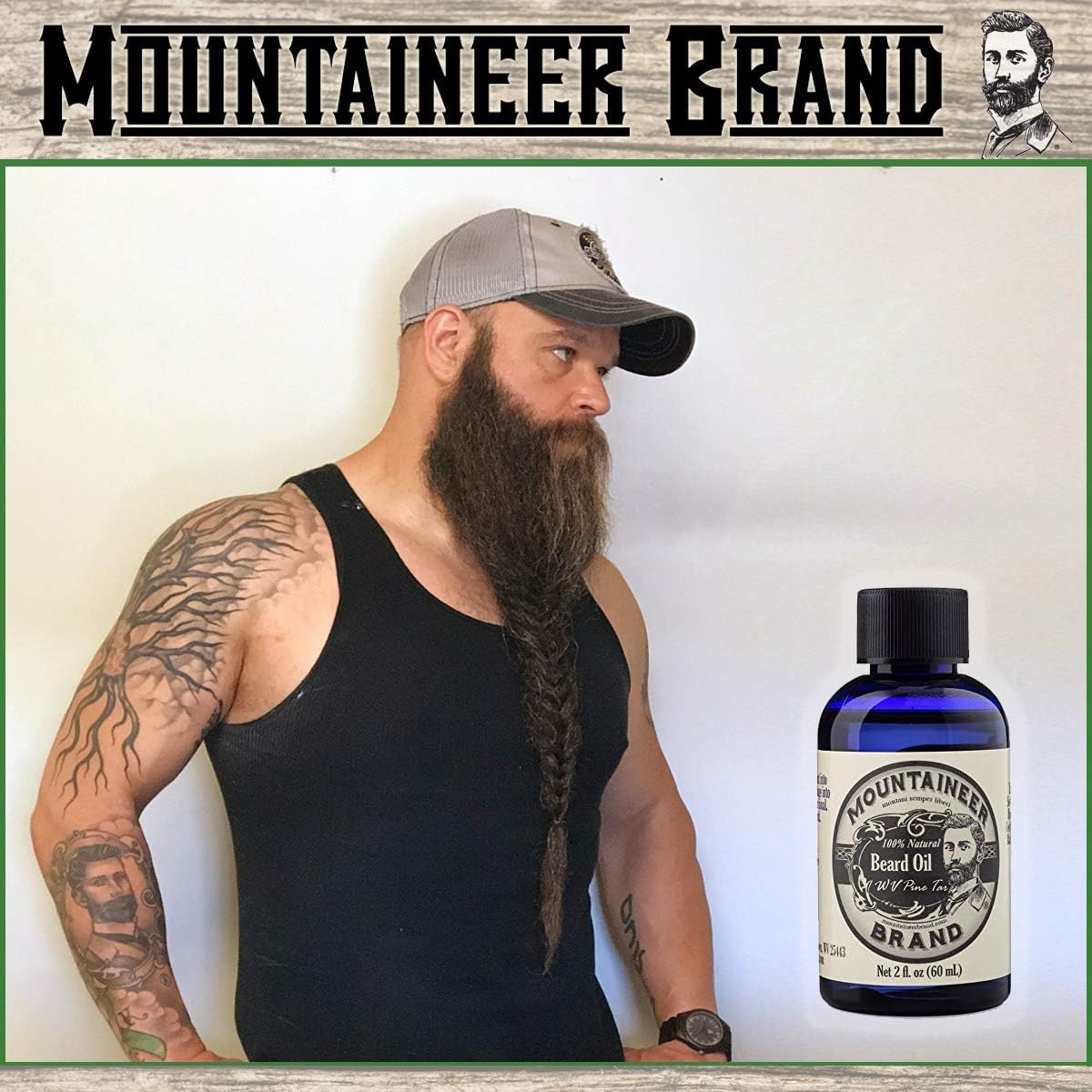 Mountaineer Brand Huile Barbe Flacon Verre Pin Goudron — packaging durable et prêt à l’emploi