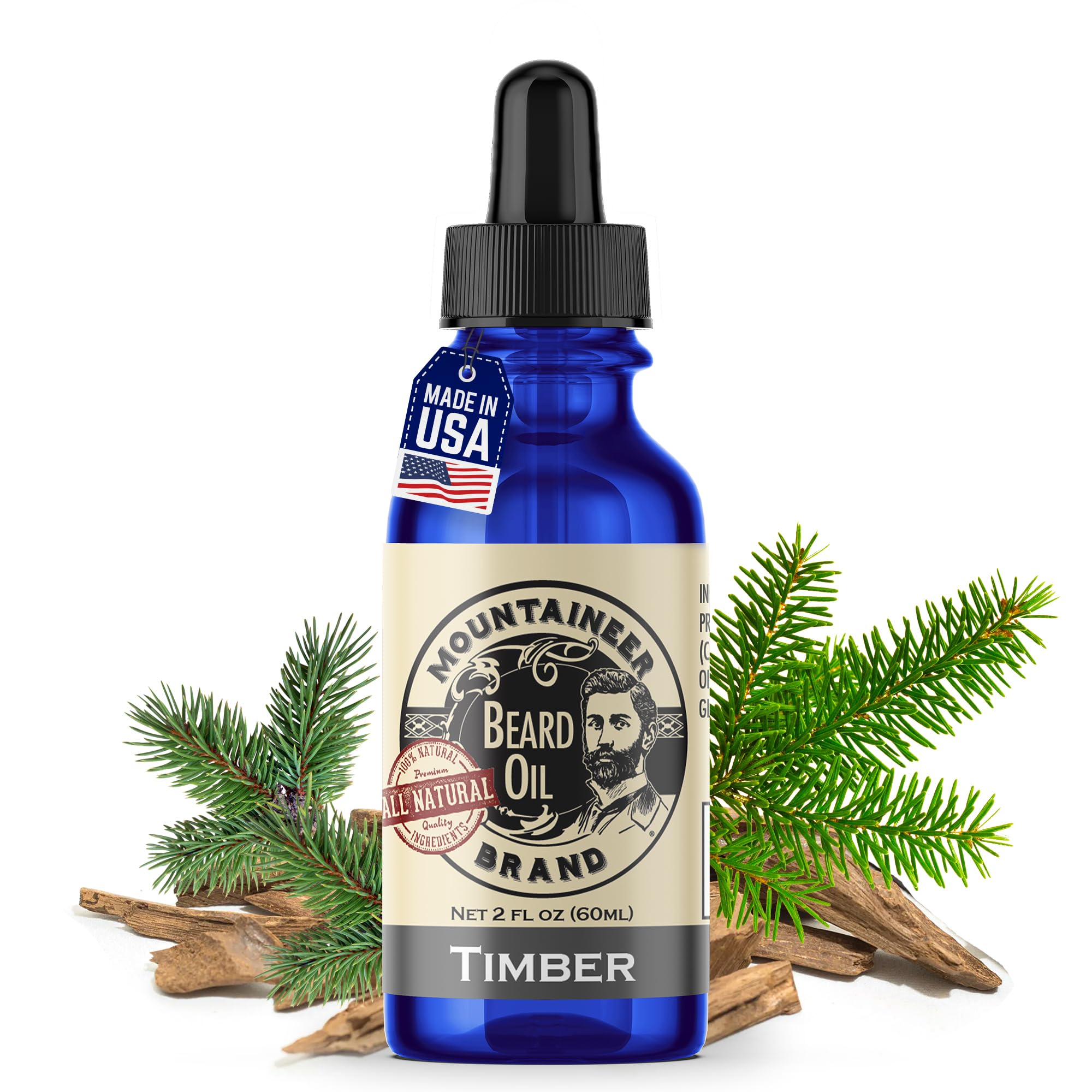 Huile Mountaineer Brand pour barbe Timber, bouteille 2oz prête à l'emploi, hydratante.