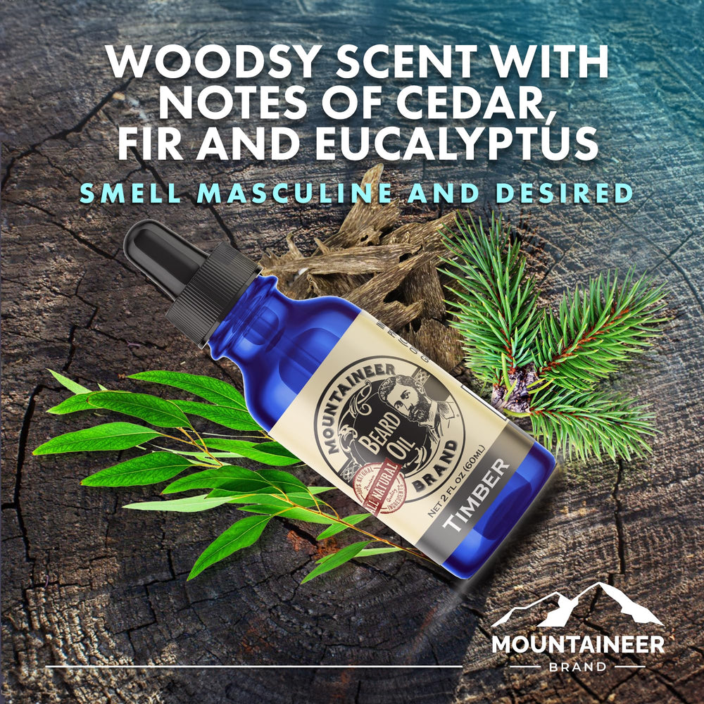 Mountaineer Brand huile barbe Timber gouttes faciles à utiliser.