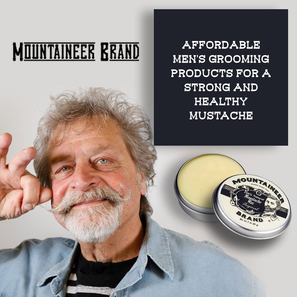 Application ciblée et facile, moustache bien définie avec Mountaineer Brand Original.
