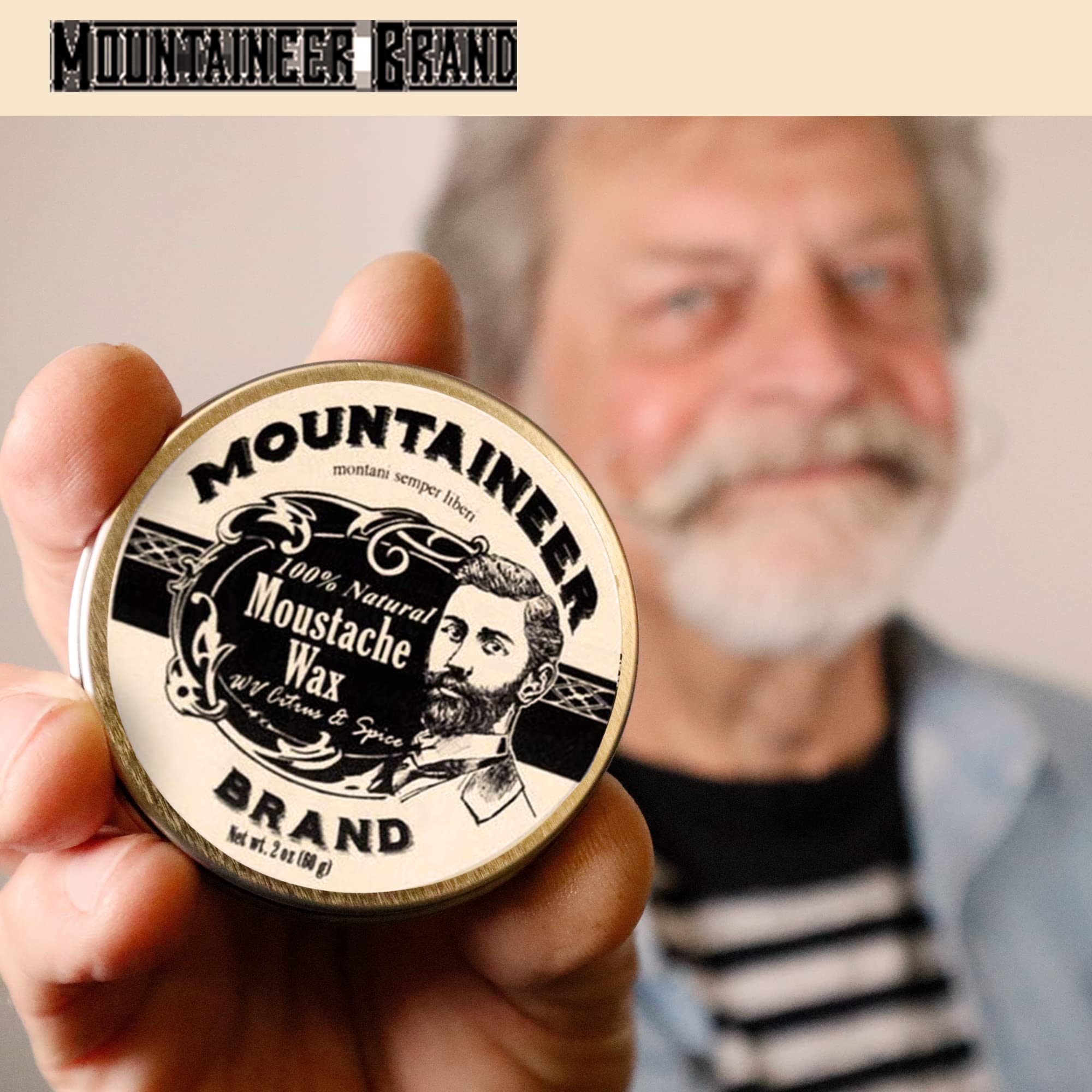 Mountaineer Brand produit artisanal Virginie-Occidentale pour moustache bien coiffée.
