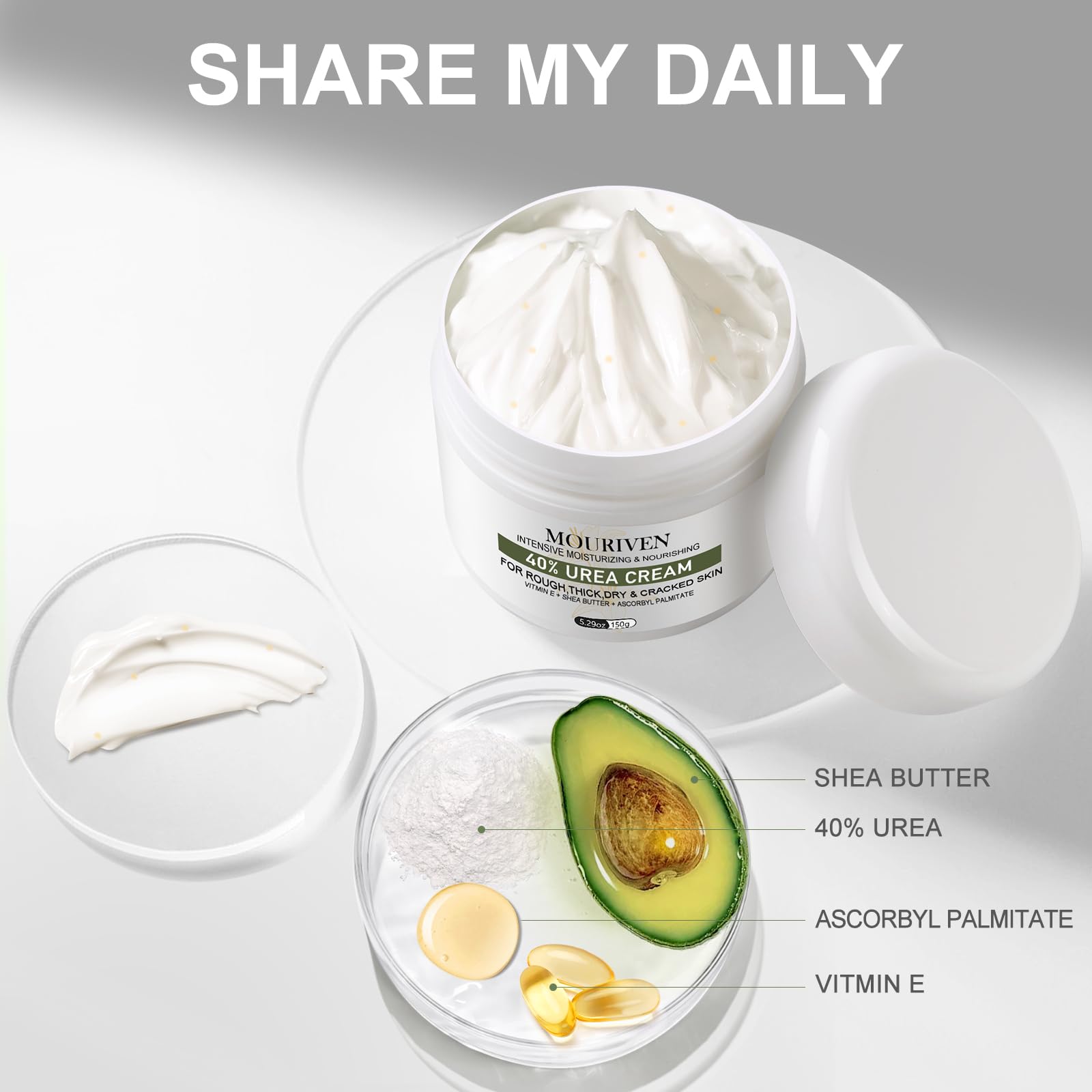 Mouriven Crème Urée 40% exfolie doucement les pieds pour peau plus lisse.