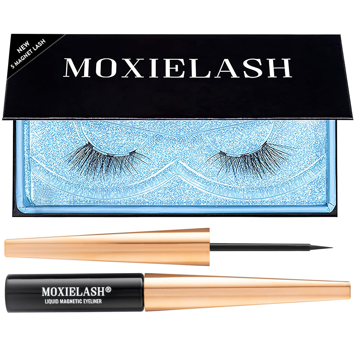 MoxieLash Baby cils aimants avec eyeliner pour un look naturel et rapide.