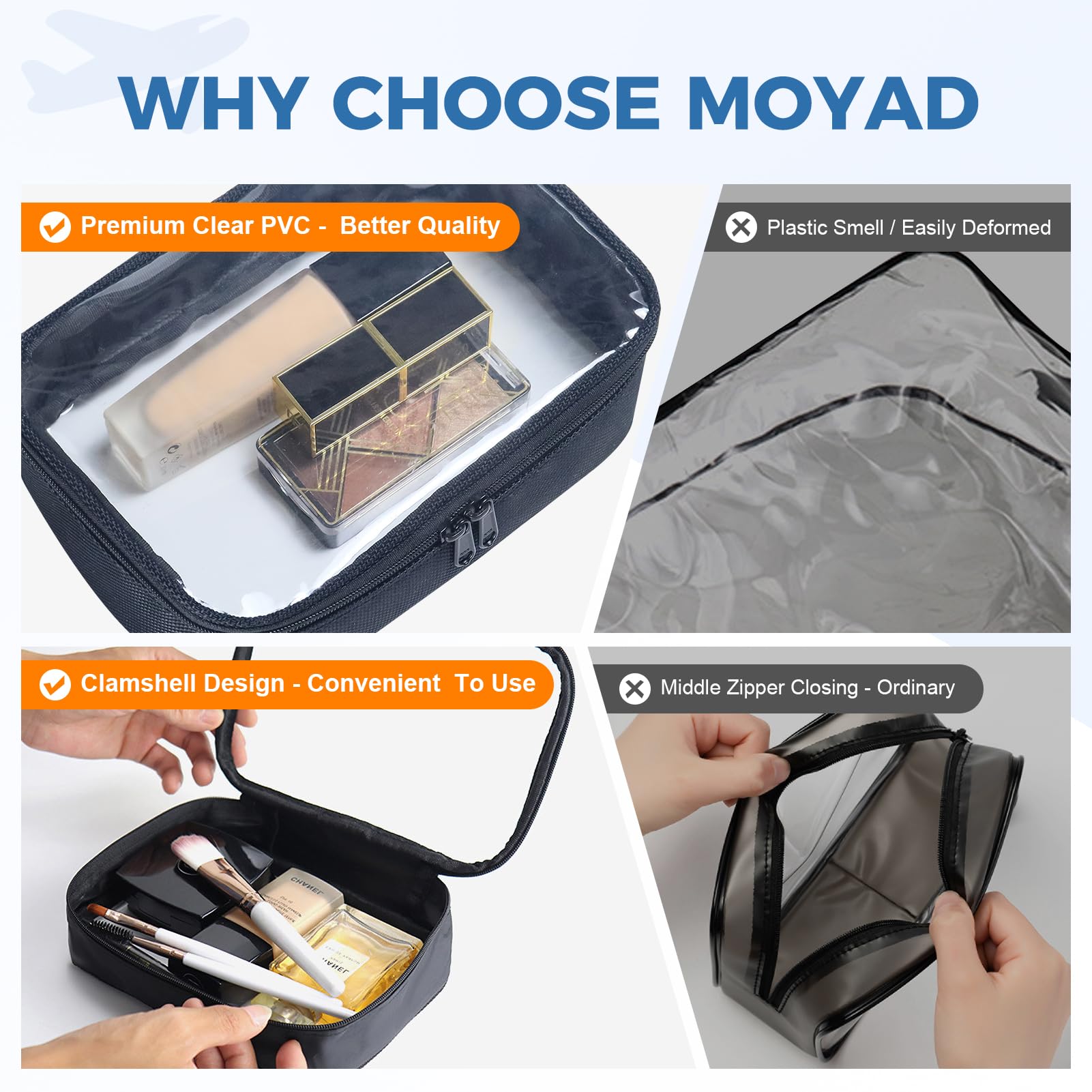 Moyad sac transparent avec étiquette 3-1-1, conforme sécurité cabine