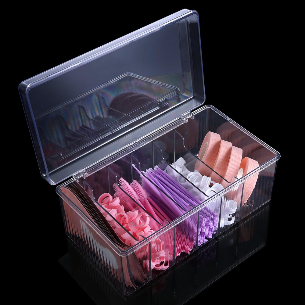 MoyRetty boite-stockage extensions de cils avec 6 compartiments, facilite l'organisation.