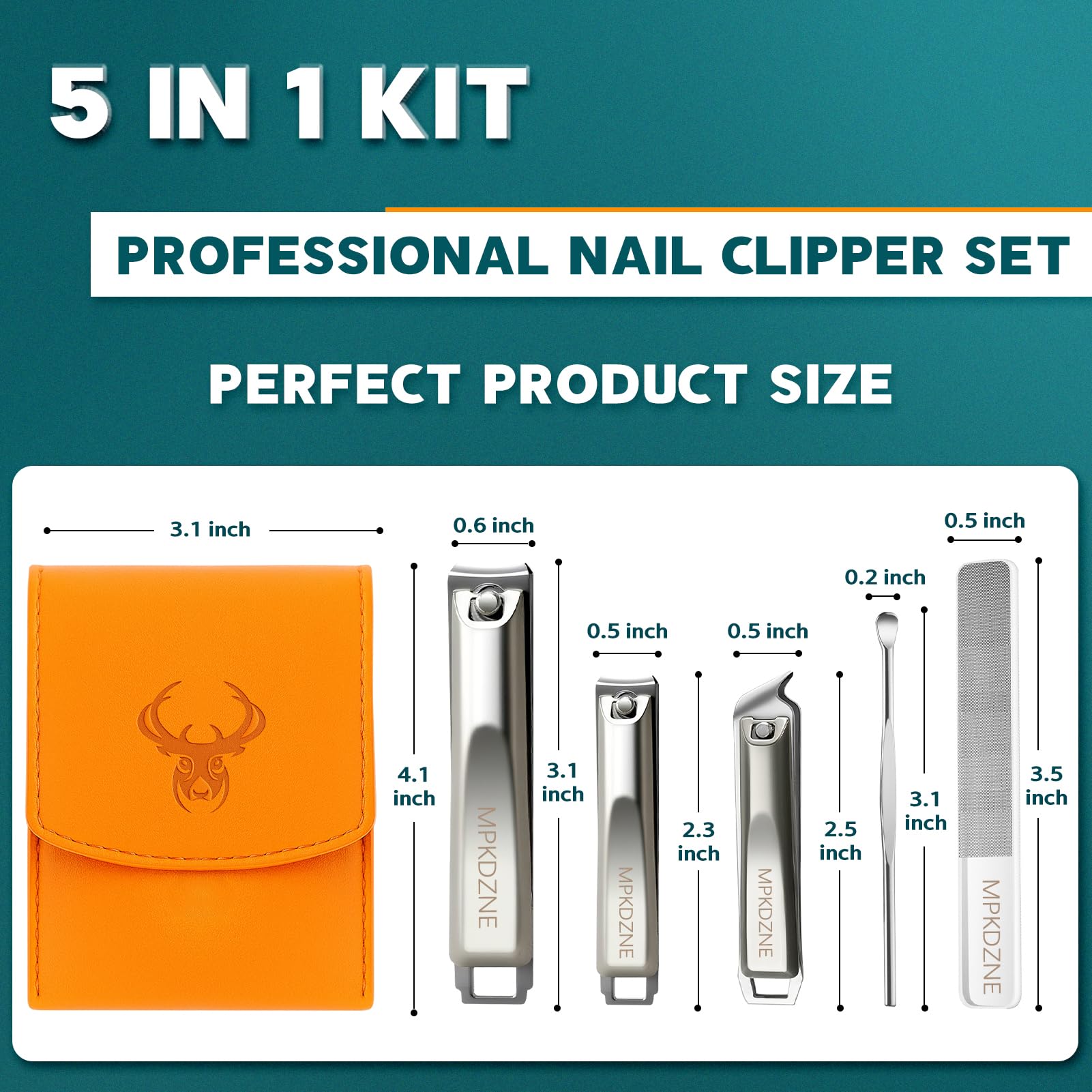 MPKDZNE Pro 5-en-1 pince-ongles anglee assure coupes précises dans les coins