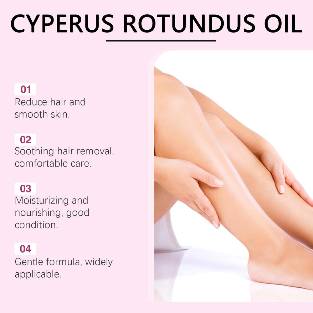 MQN cyperus rotundus oil blend close-up highlighting growth-slowing potential.