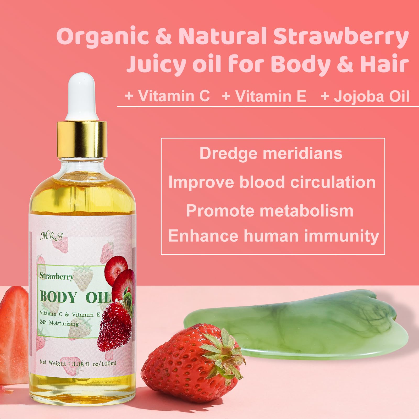MR.A huile fraise : texture légère qui pénètre rapidement sans gras