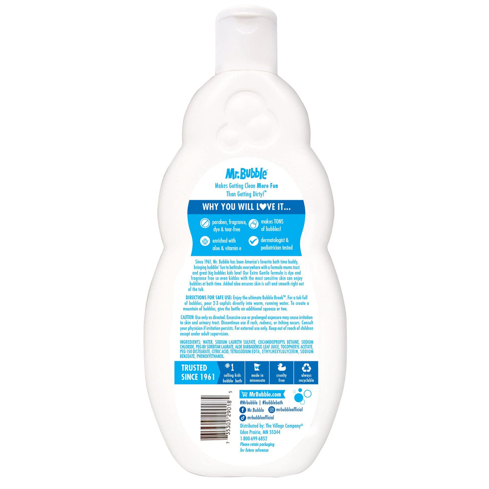 Mr. Bubble Bain Extra Doux — bulles généreuses pour un bain agréable.