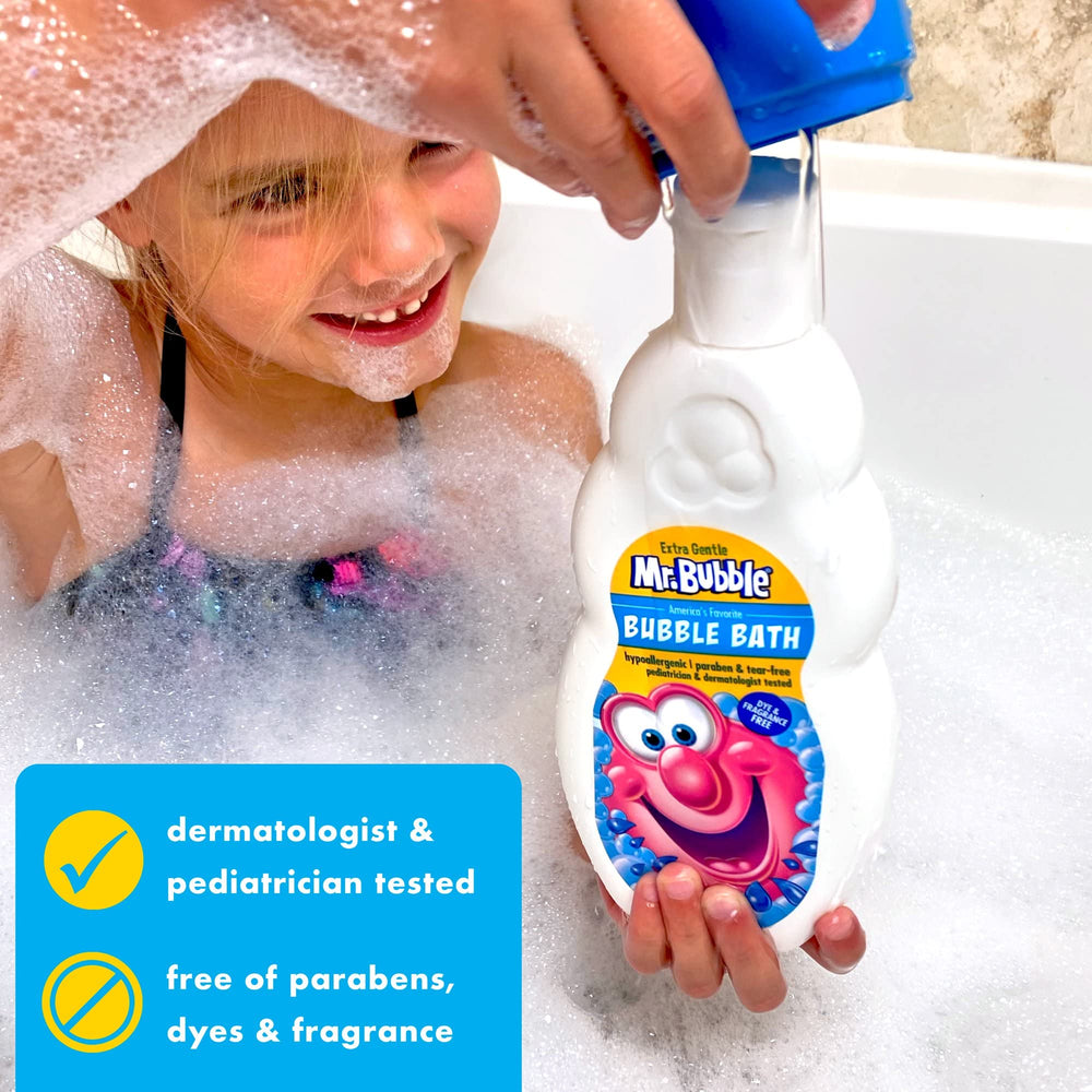 Mr. Bubble Bain Extra Doux — sans colorants et sans parfum pour routine neutre.