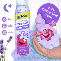 Mr. Bubble Mousse violet en bouteille pour le bain des enfants, jeu sensoriel.