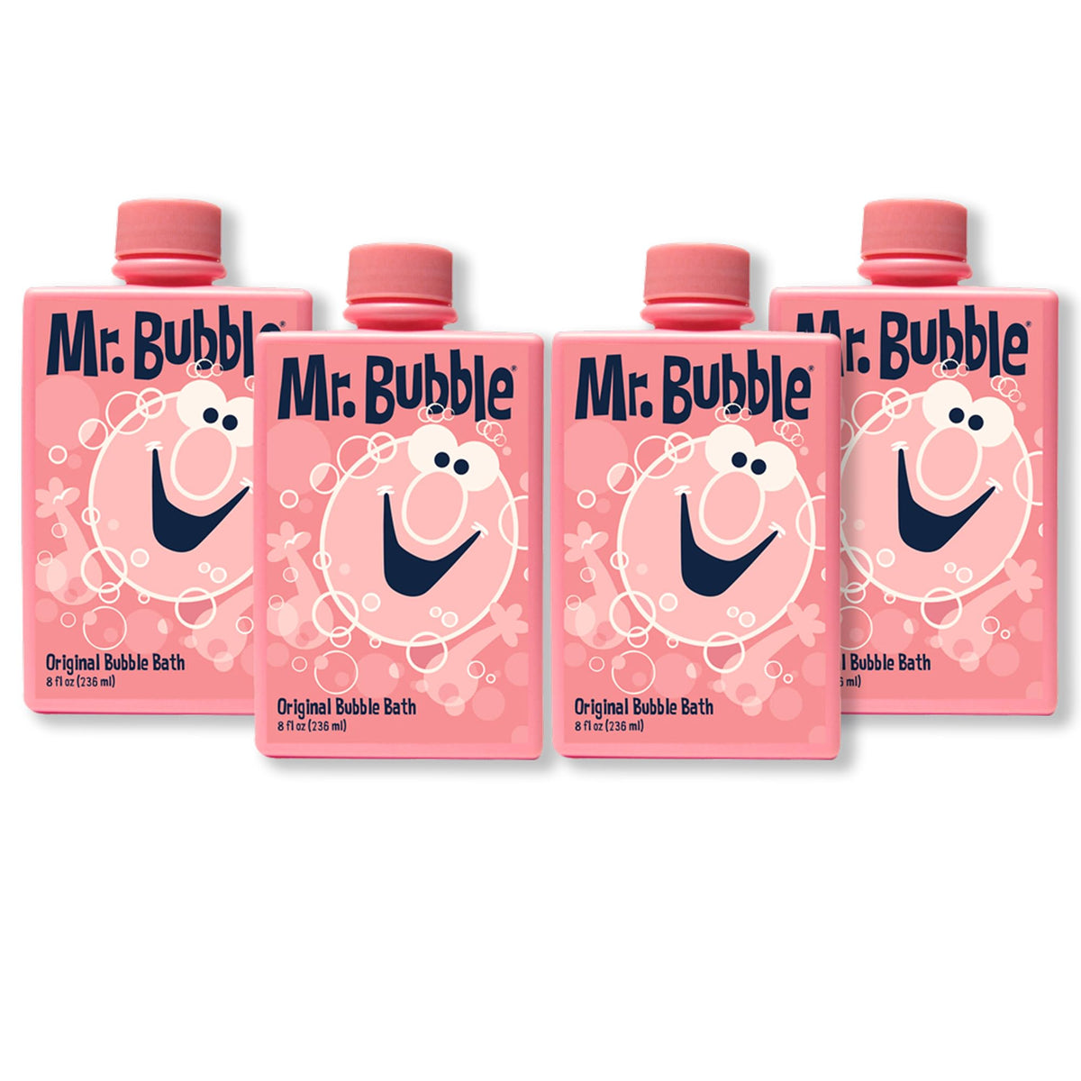 Mr. Bubble Original bubble-bath bottle pour delivers big, long-lasting bubbles.