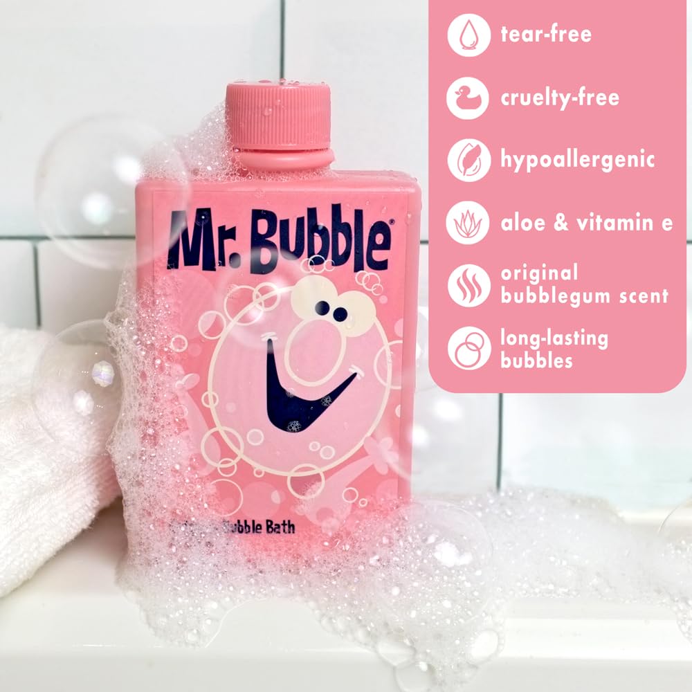 Mr. Bubble Original scent highlights bubblegum fragrance during bath time.