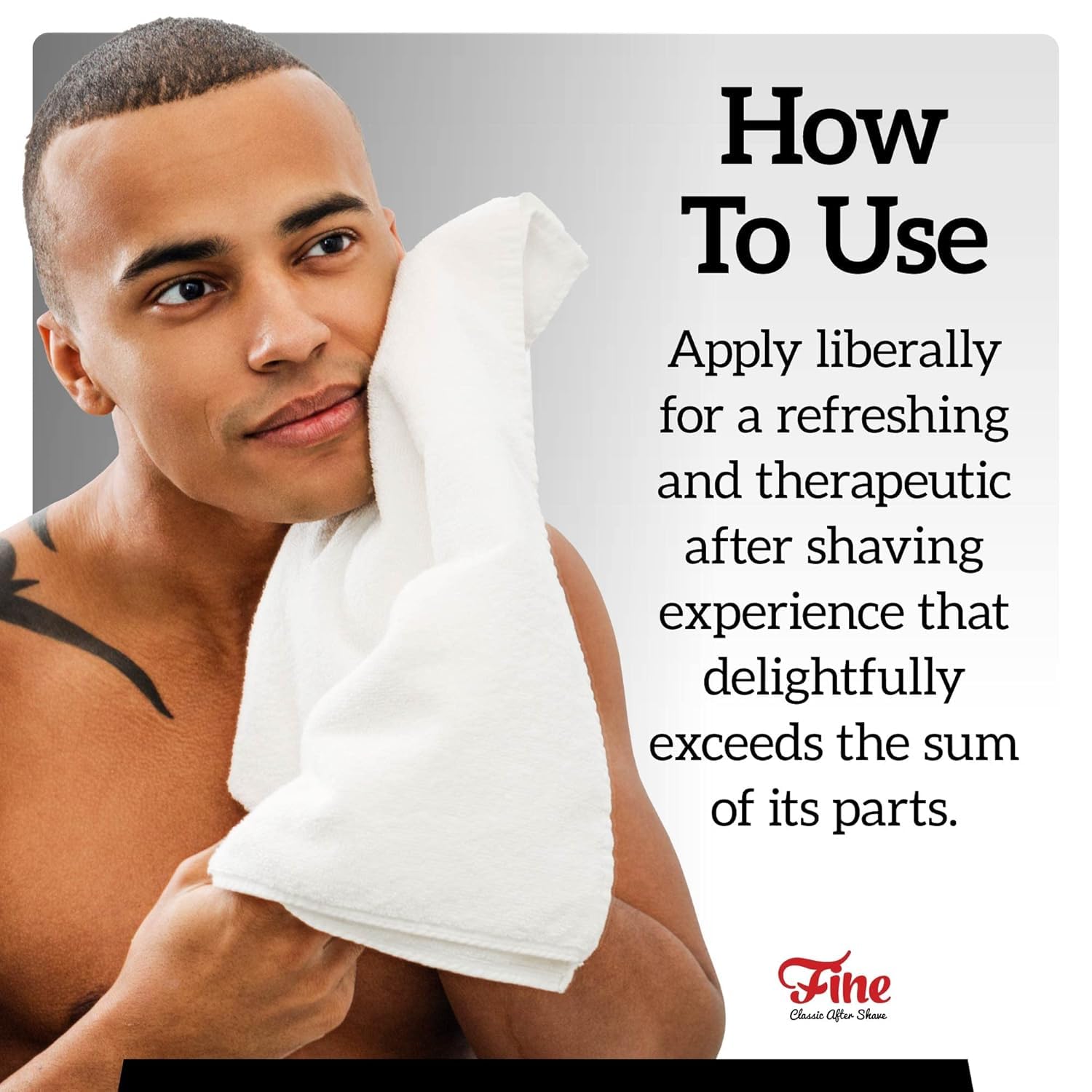 Mr. Fine Aftershave Platinum, étiquette détaillée, qualité premium et soin du visage après rasage.