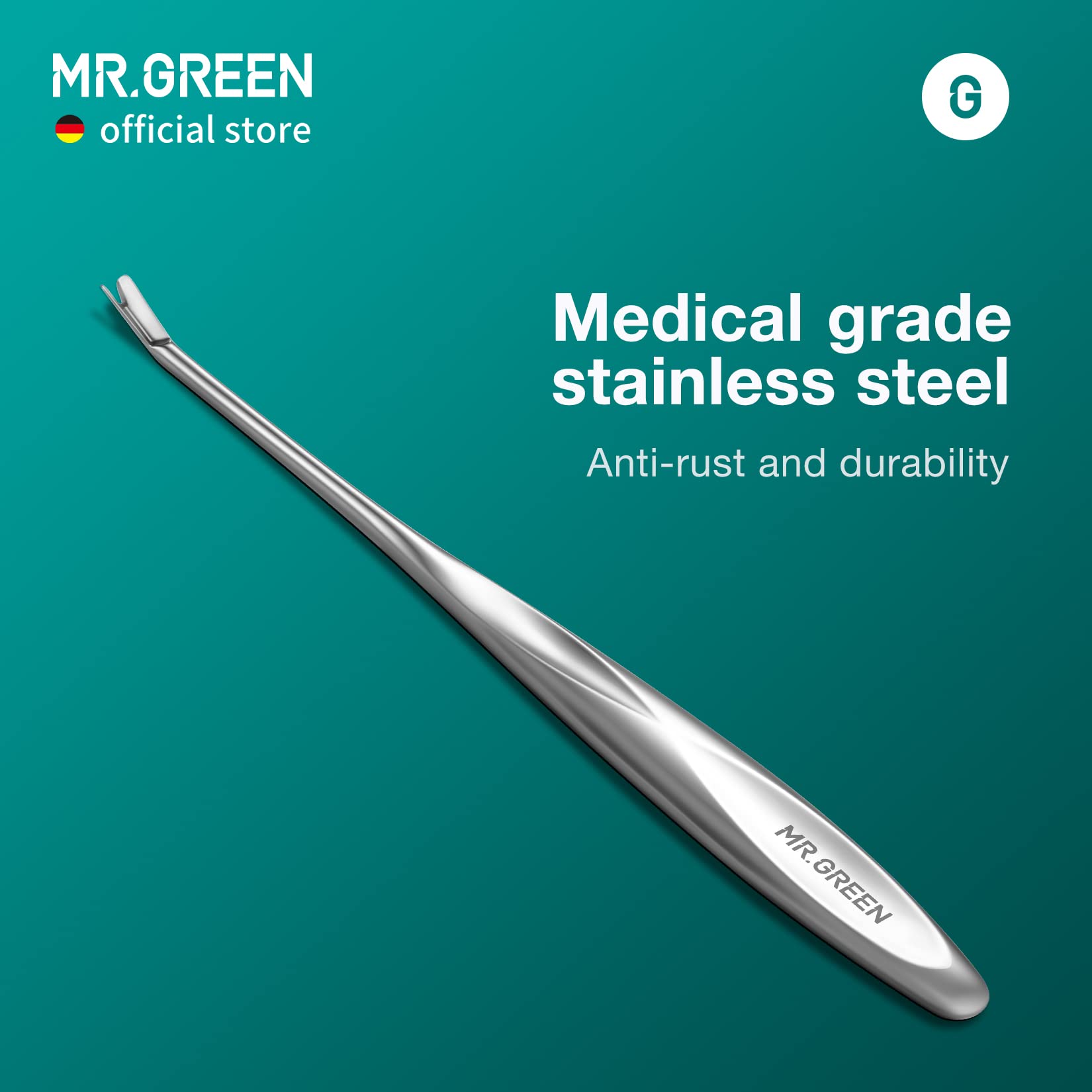MR.GREEN acier inox grade médical garantit durabilité et résistance.