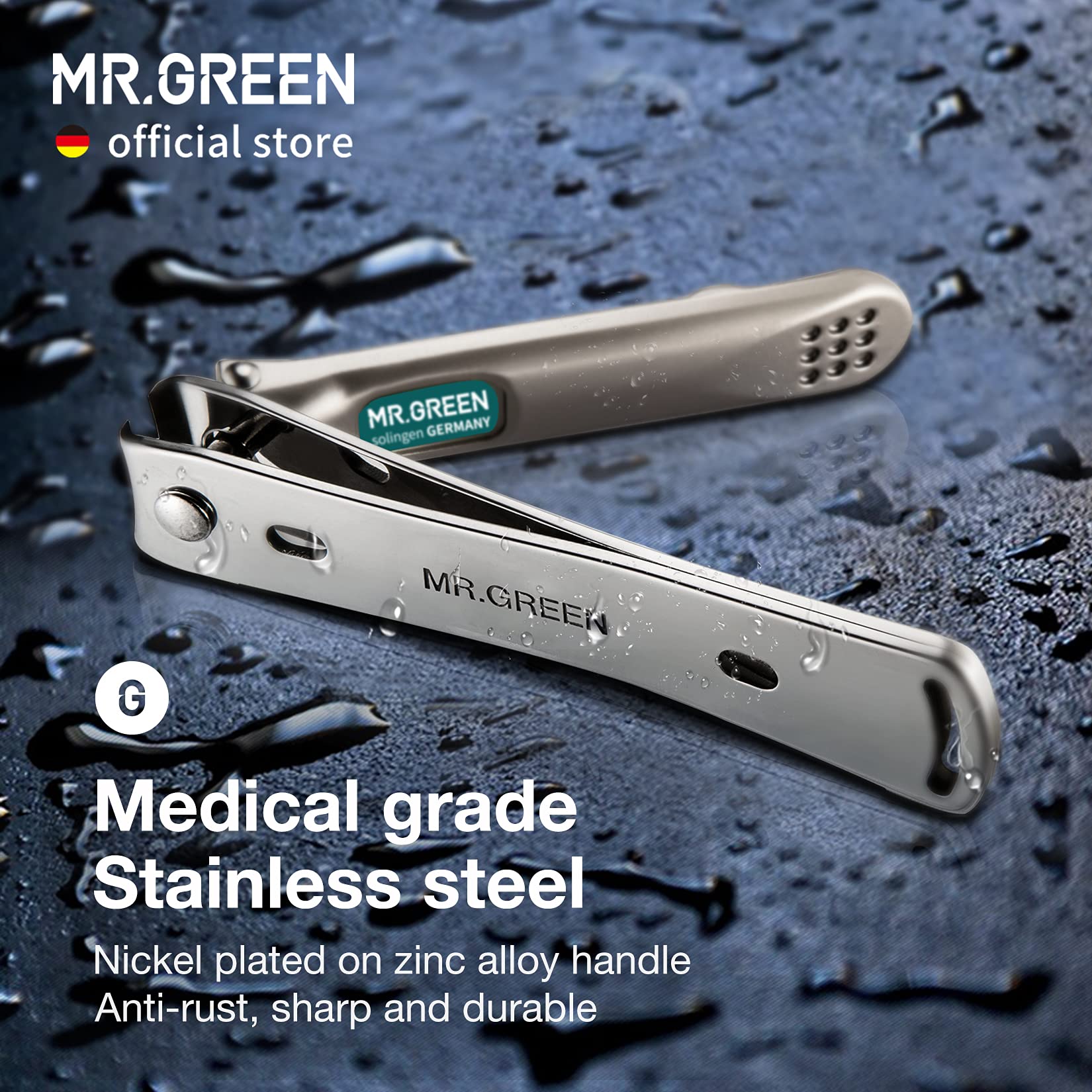 MR.GREEN coupe-ongles en acier inoxydable au nickel, durable.
