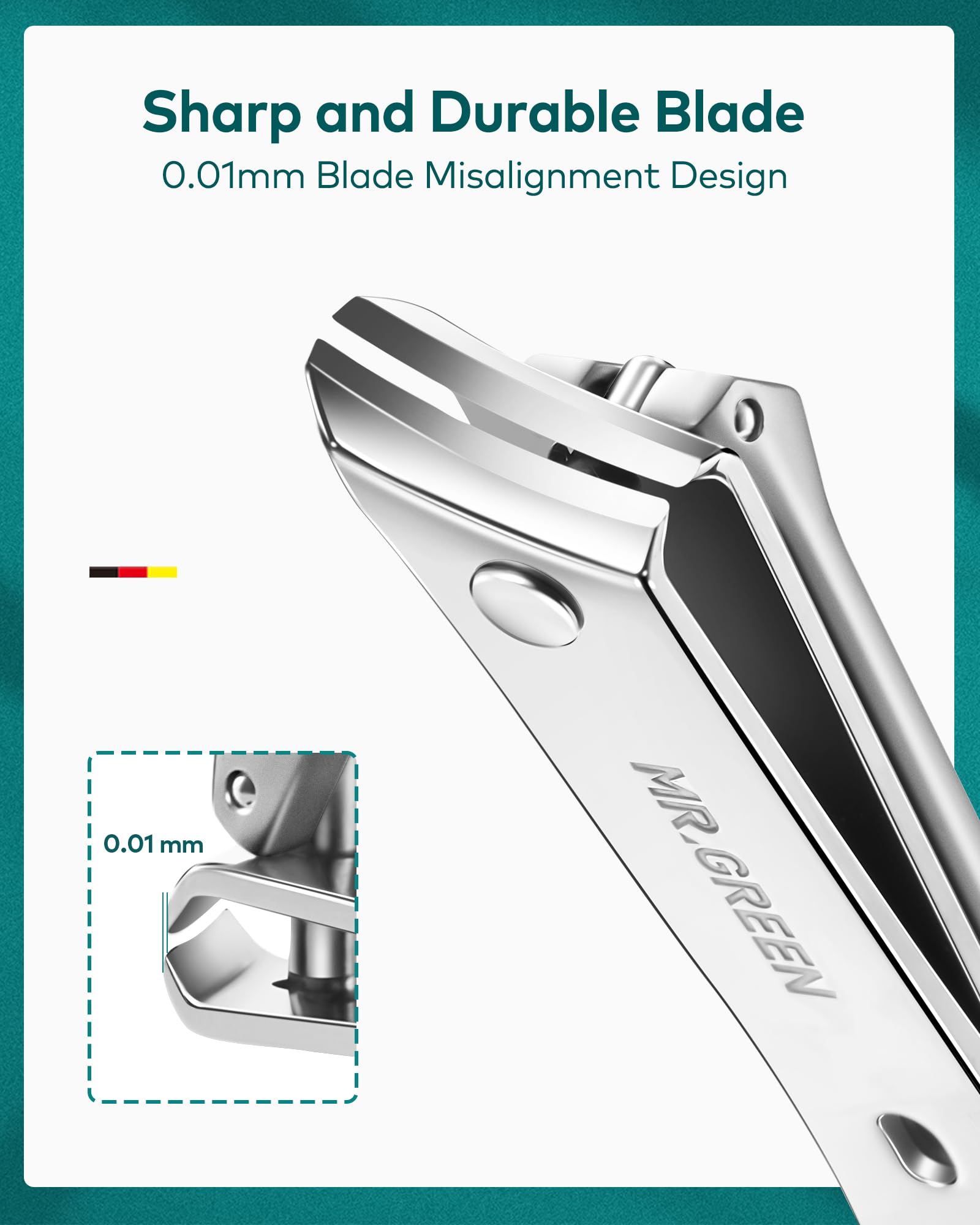 MR.GREEN coupe-ongles inox professionnel, coupe précise et durable
