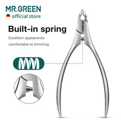 MR.GREEN Cuticle Nippers poignée ergonomique incurvée pour une prise en main naturelle.