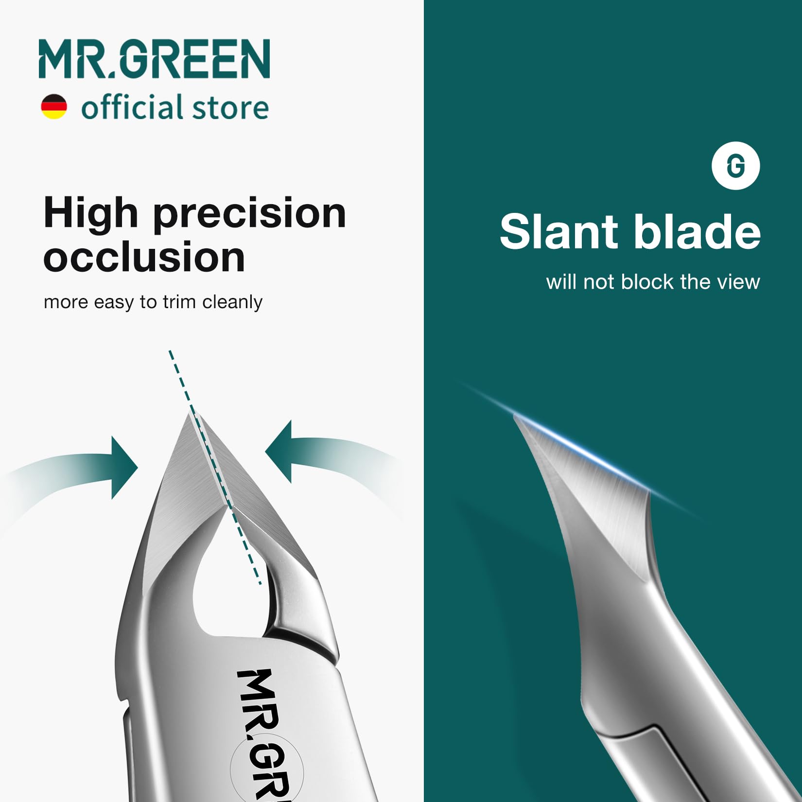 MR.GREEN Cuticle Nippers haute précision d’occlusion pour des coupes nettes des petites cuticules.