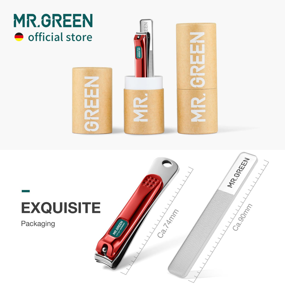 MR.GREEN finition rouge moyen et lime en verre pratique.