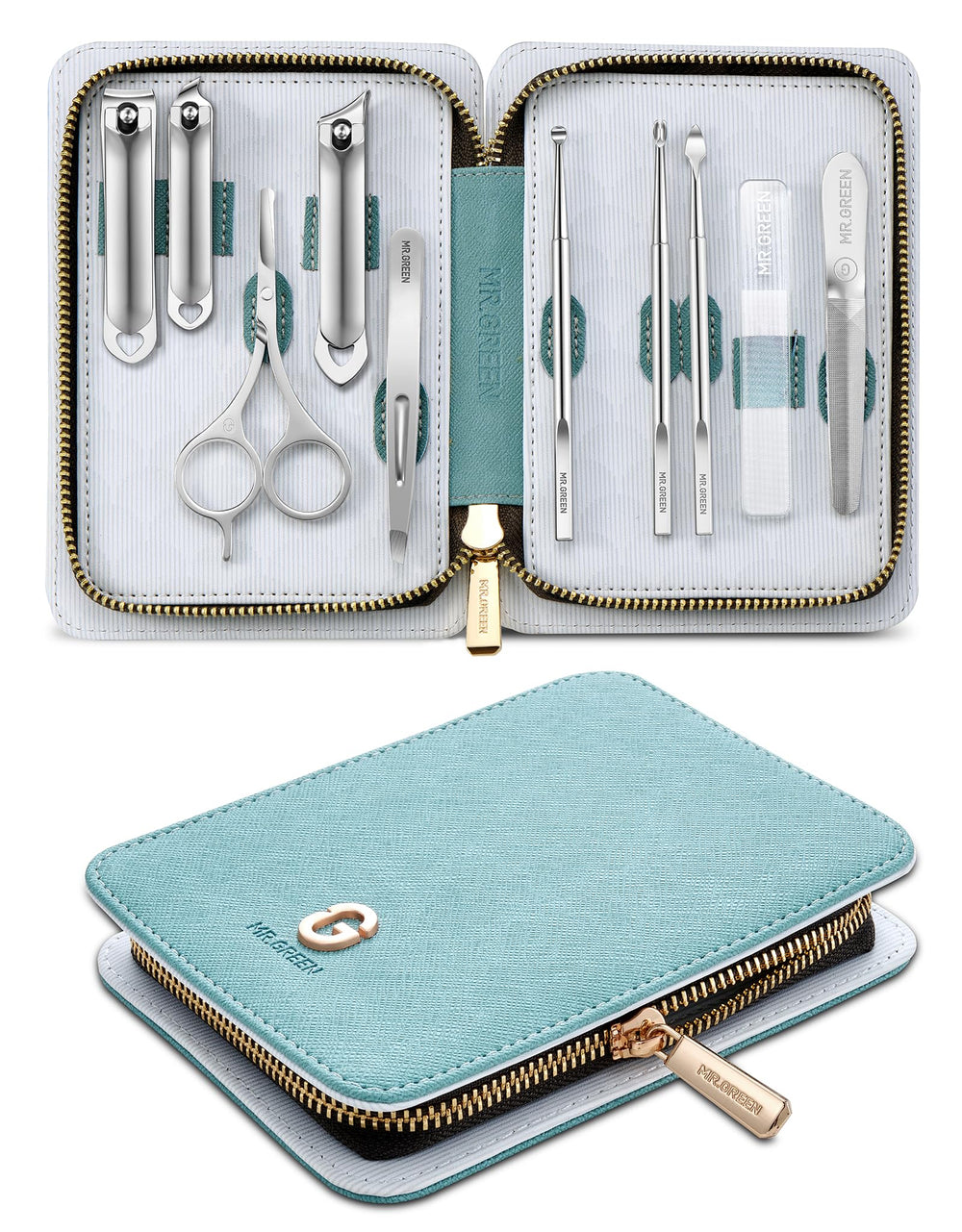 MR.GREEN kit-manucure 10-en-1, coffret pratique pour soins des ongles et du visage
