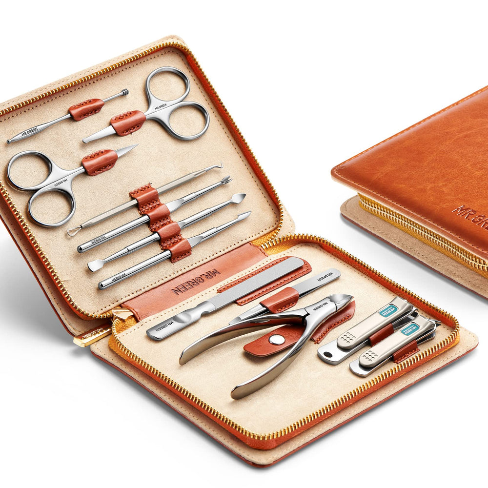 MR.GREEN kit manucure 12 en 1: outil polyvalent pour soins des ongles à domicile