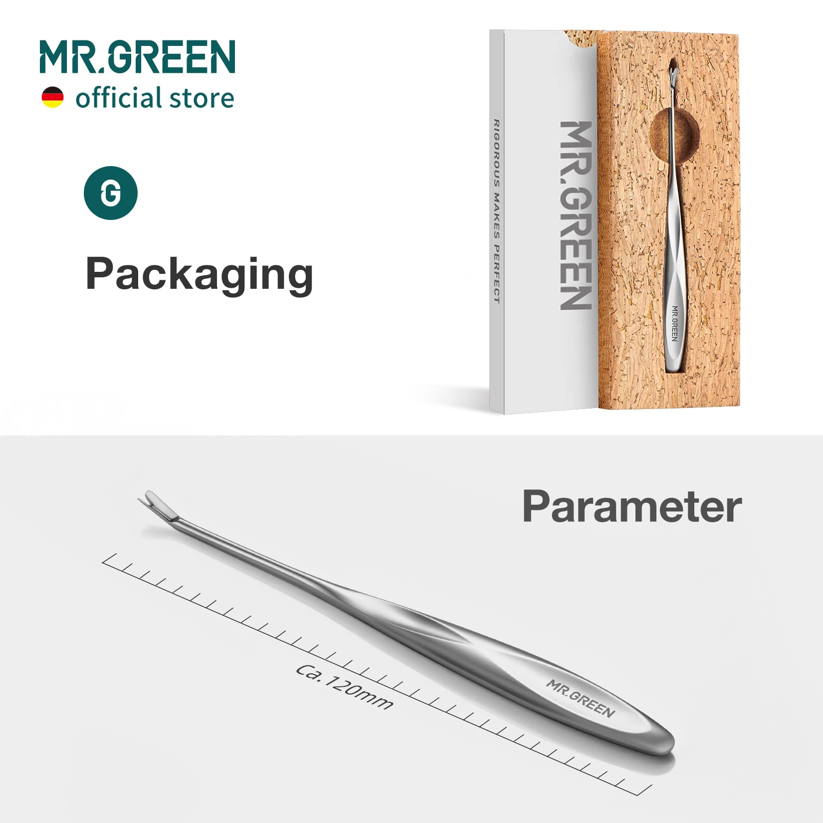 MR.GREEN outil-manucure-cuticule-inox pour un soin sûr et efficace à domicile.