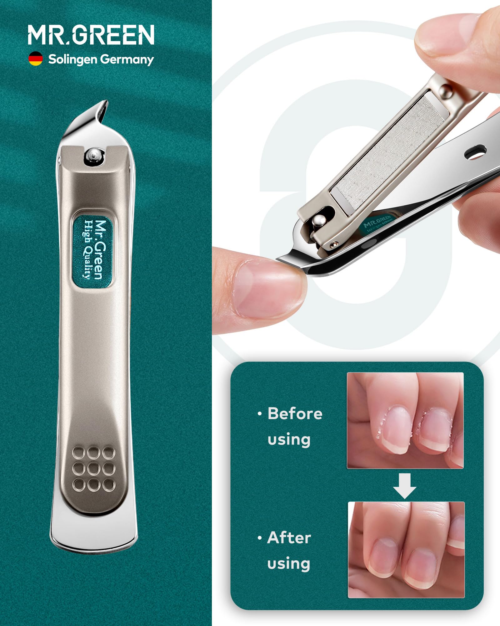 MR.GREEN pince-a-ongles-acier-inoxydable: outil hygiénique durable pour une coupe précise.